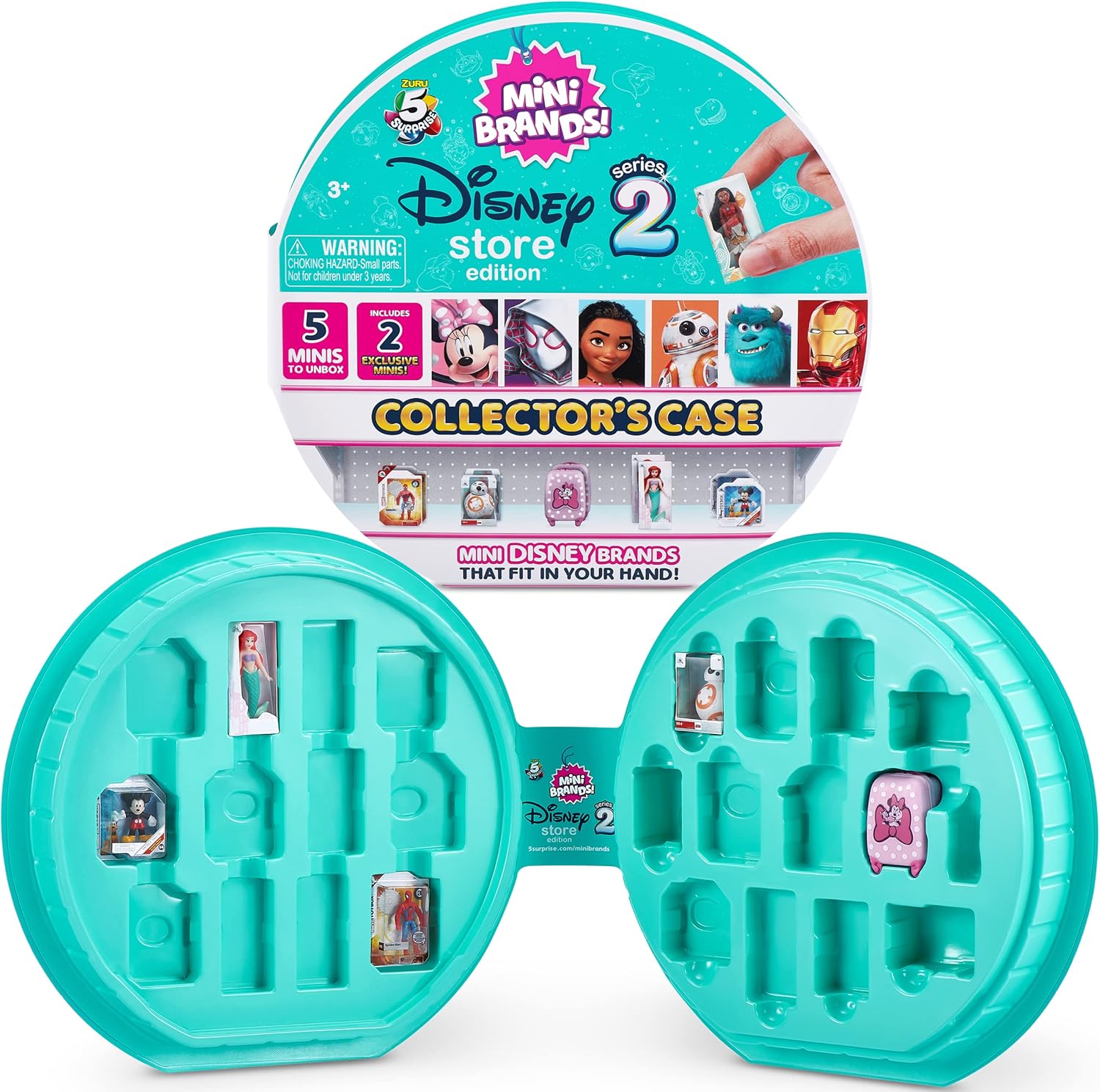 5 Surprise Disney Mini Brands Collector’s Case Series 2 by ZURU Store & Display 30 Minis, Comes with 5 Exclusive Mini’s Mystery Real Brands Collectibles