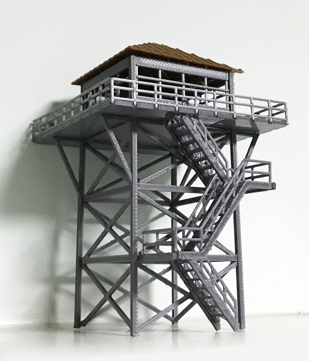 Outland Models Railway Scenery Watchtower/Lookout Tower (Grey) HO Scale 1:87