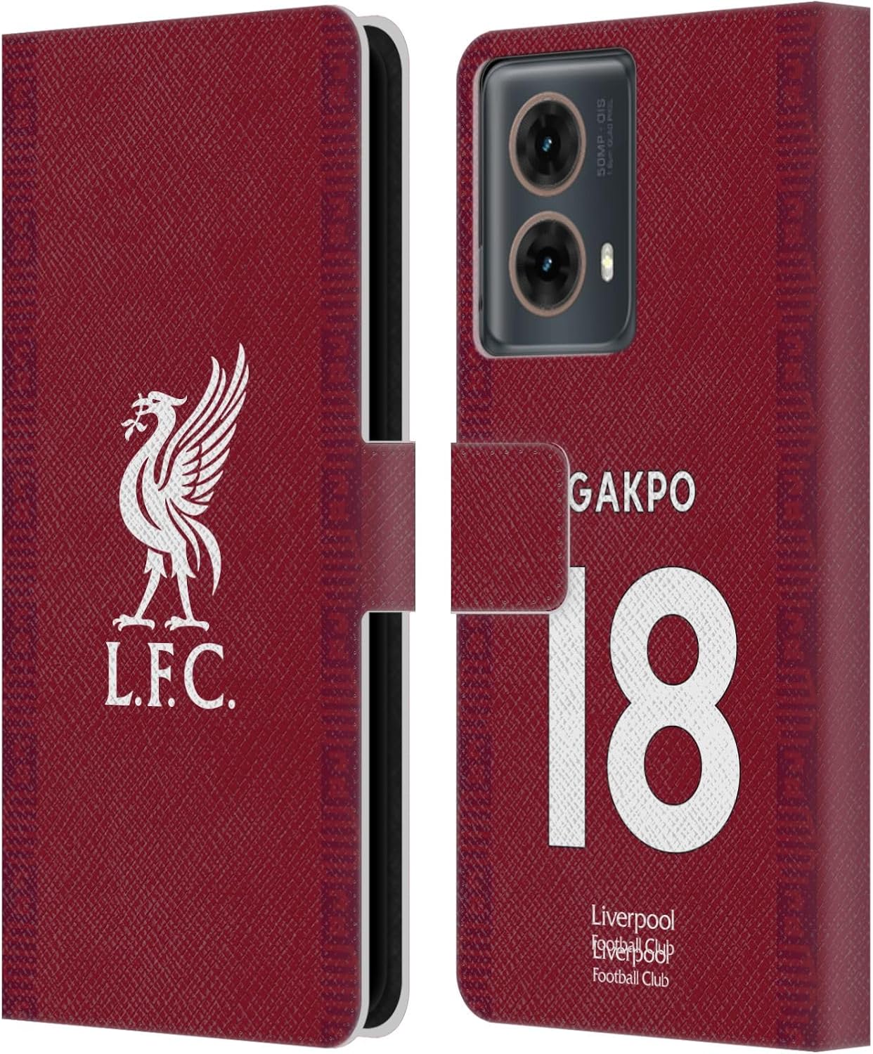 Head Case Designs Officially Licensed Liverpool Football Club Cody Gakpo 2022/23 Players Home Kit Leather Book Wallet Case Cover Compatible with Motorola Moto G85