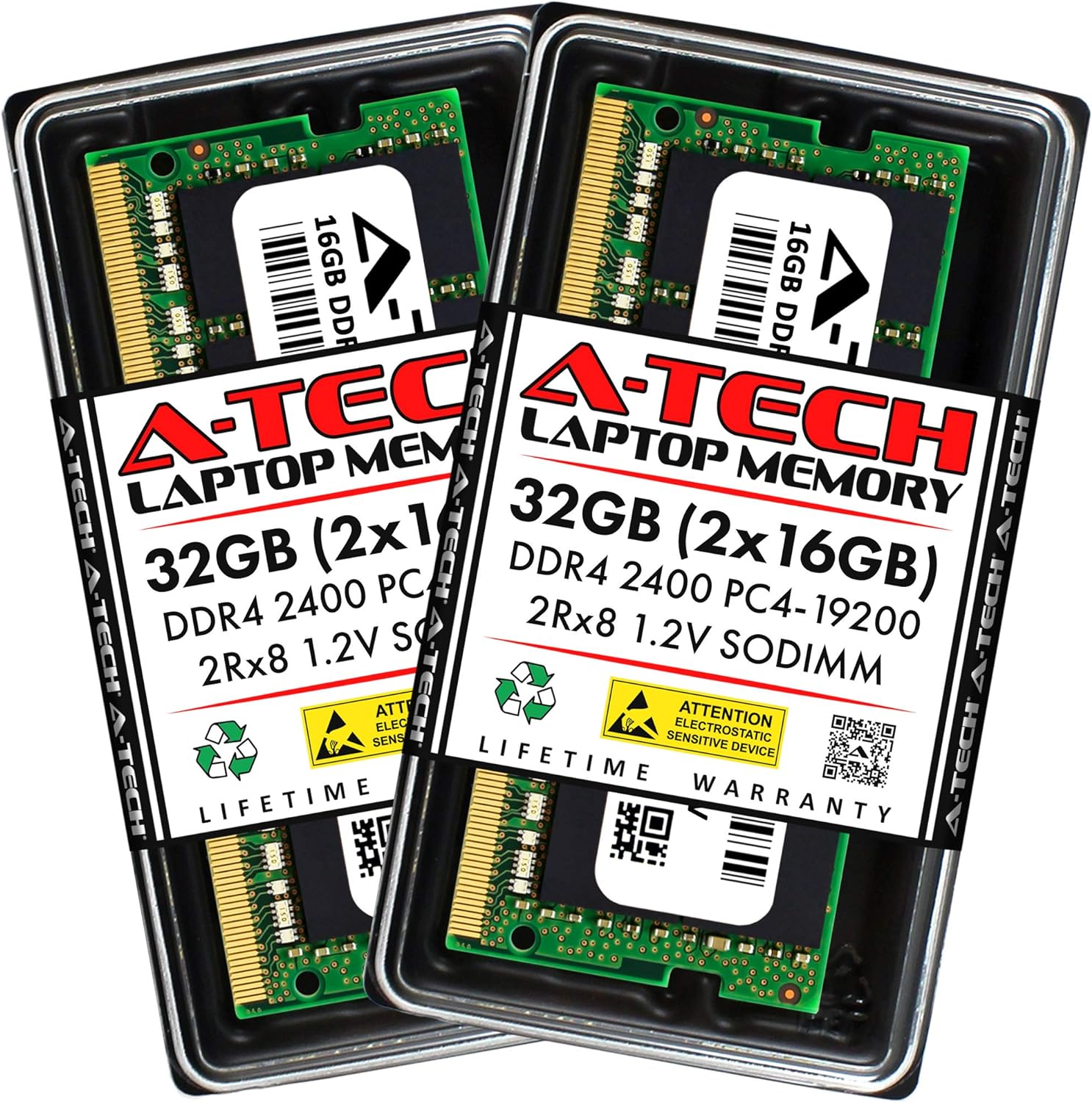 A-Tech 32GB (2x16GB) DDR4 2400 MHz SODIMM PC4-19200 (PC4-2400T) CL17 2Rx8 Non-ECC Laptop RAM Memory Modules