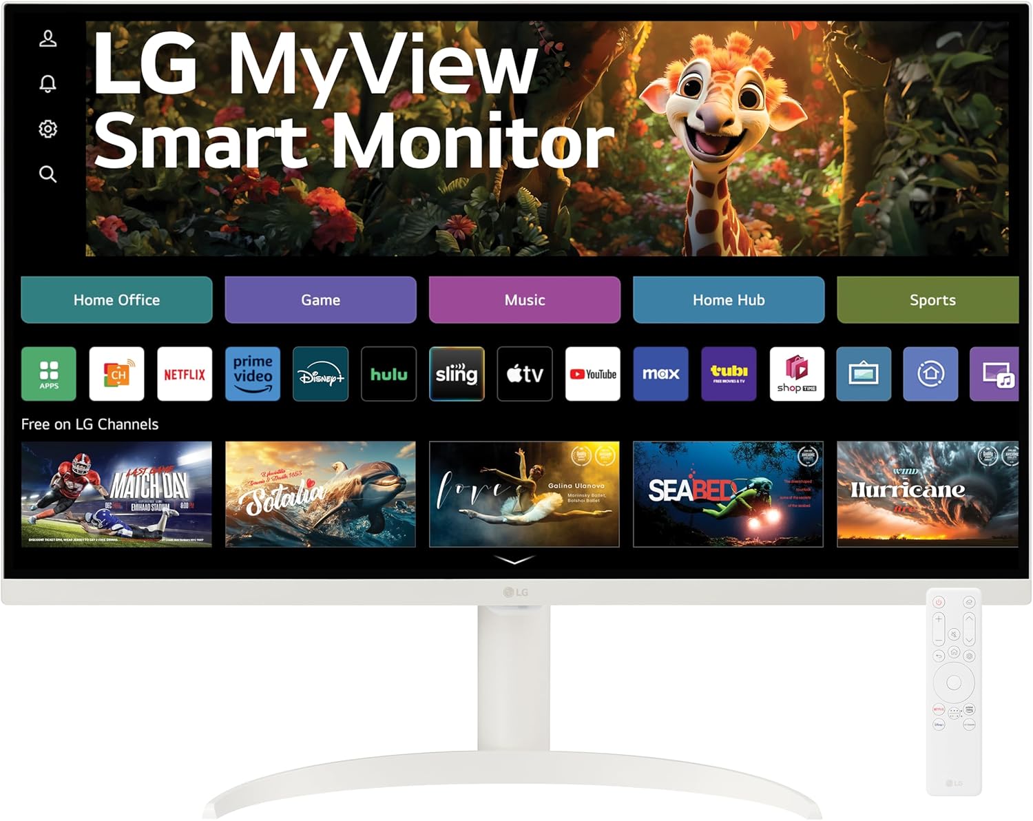 LG 32SR75U-W 32-inch MyView Smart Monitor with Steaming TV, 4K UHD (3840 x 2160), HDR10, USB Type-C 65W PD, webOS, Screen Share, Bluetooth, Built-in Speaker, HDMI, USB, Remove Control, White