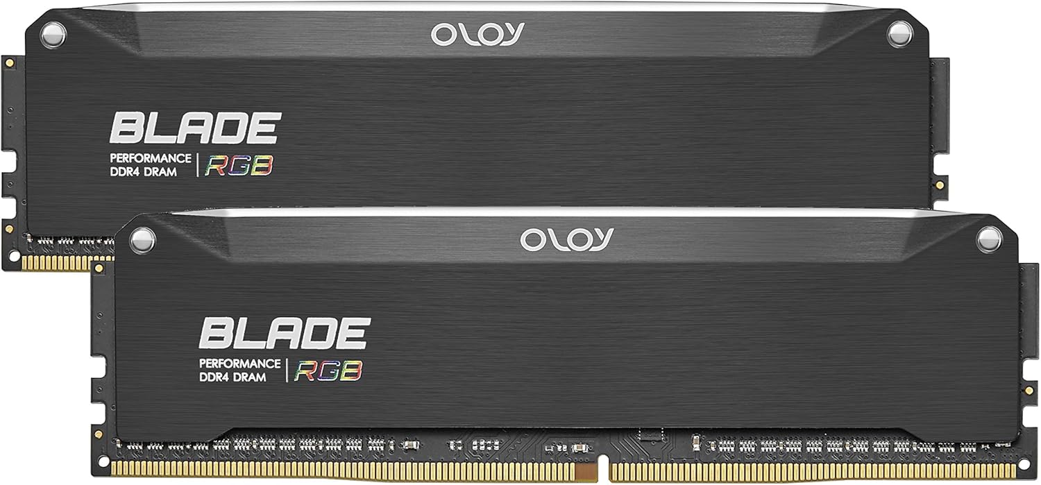 OLOy DDR4 RAM 16GB (2x8GB) Black Hairline Blade RGB 3200 MHz CL16 1.35V 288-Pin Desktop Gaming UDIMM (MD4U0832161BRKDE)