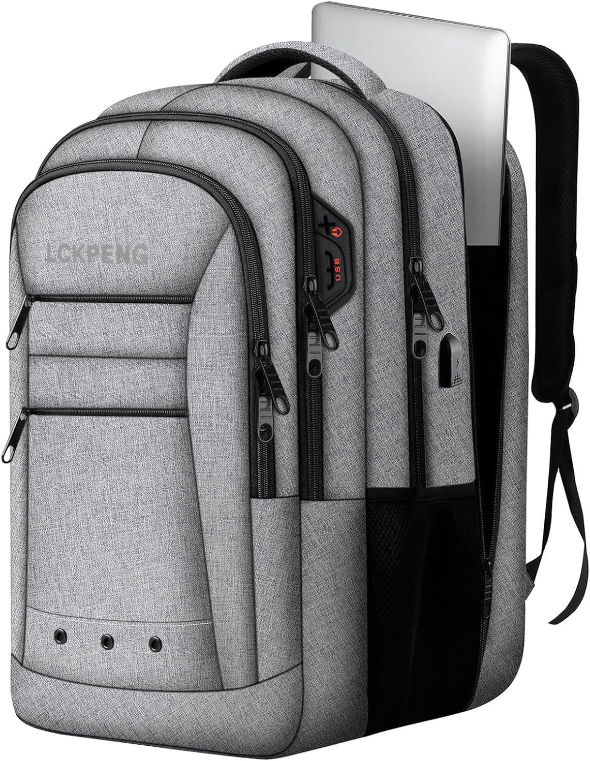 Large Travel Backpack, Mens Laptop Backpack, Big Backpack 17 inch, Large Capacity Computer Backpack for Women, Travel Backpack Carry On Flight Approved, College School Business Work Backpacks, Grey