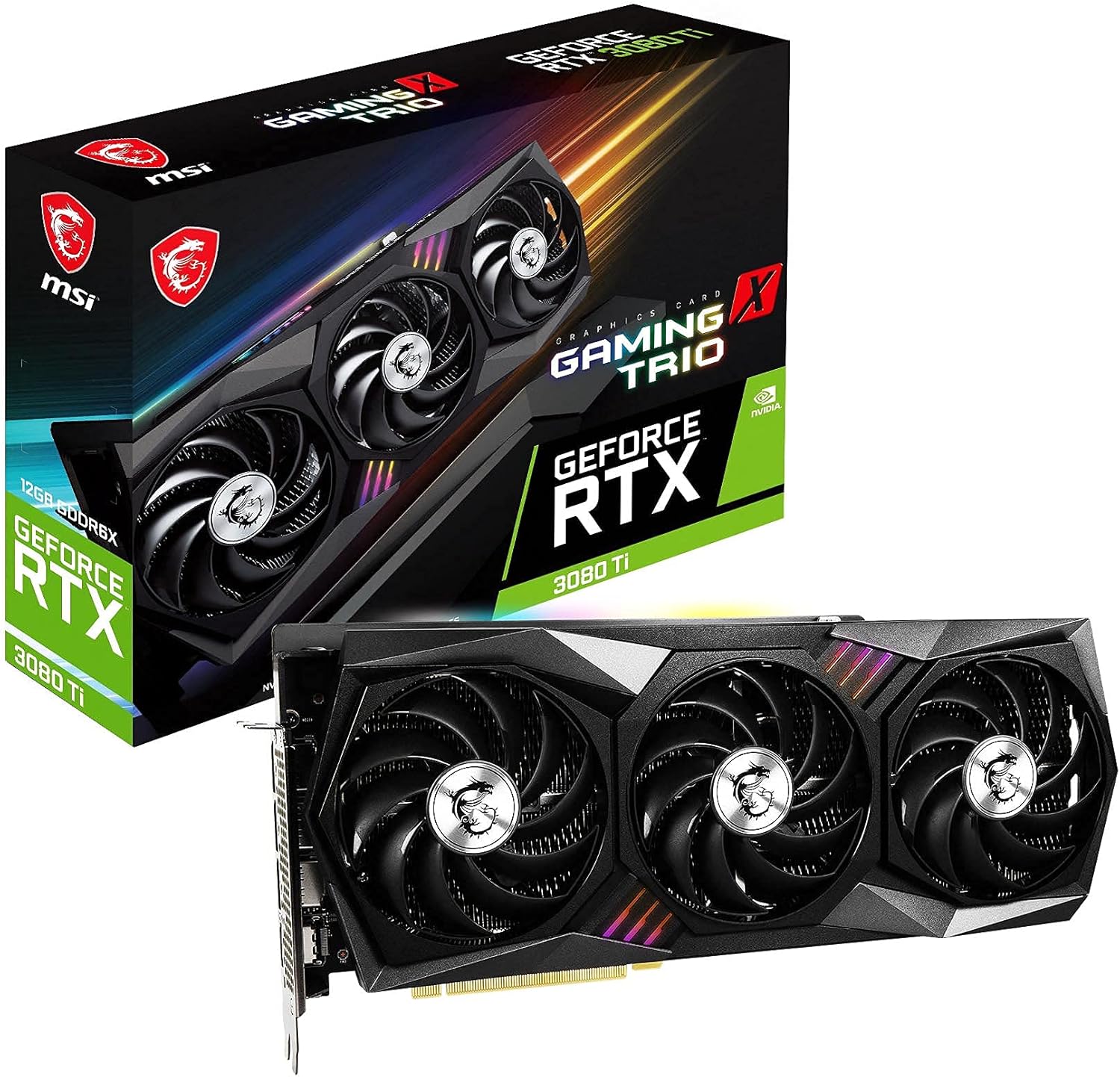 MSI Gaming GeForce RTX 3080 Ti Gaming X Trio 12G Computer Gaming Graphics Card 12GB GDRR6X 320-Bit HDMI/DP Nvlink Torx Fan 3 Ampere Architecture OC, NVIDIA GPU Video Cards for Gaming PC (Renewed)