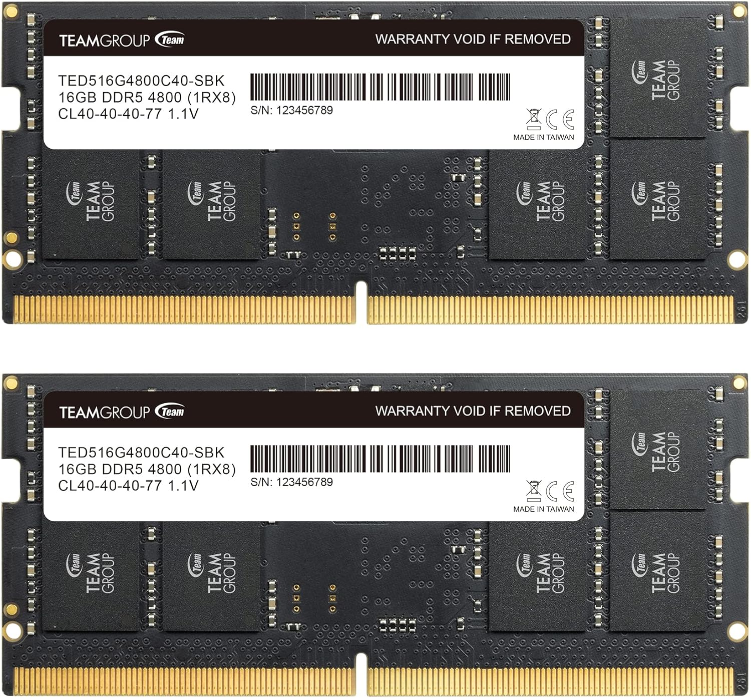 TEAMGROUP Elite SODIMM DDR5 32GB (2x16GB) 4800MHz (PC5-38400) CL40 Non-ECC Unbuffered 1.1V 262 Pin Laptop Memory Module Ram – TED532G4800C40DDC-S01