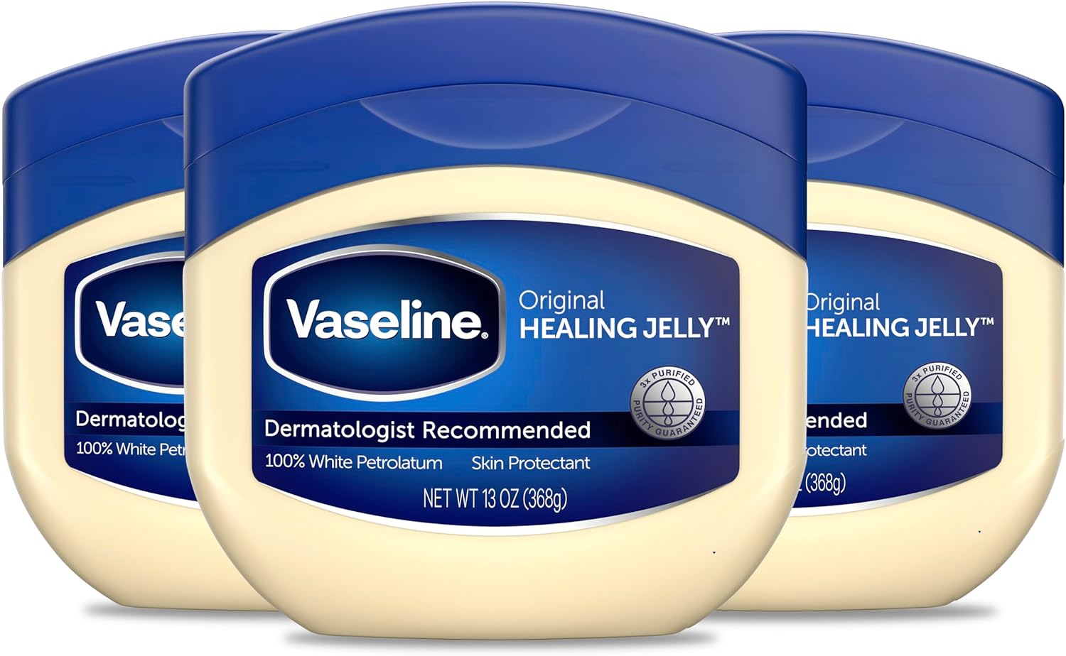 Vaseline Petroleum Jelly Original Provides Dry Skin Relief And Protects Minor Cuts Dermatologist Recommended And Locks In Moisture, 13 Ounce (Pack of 3)