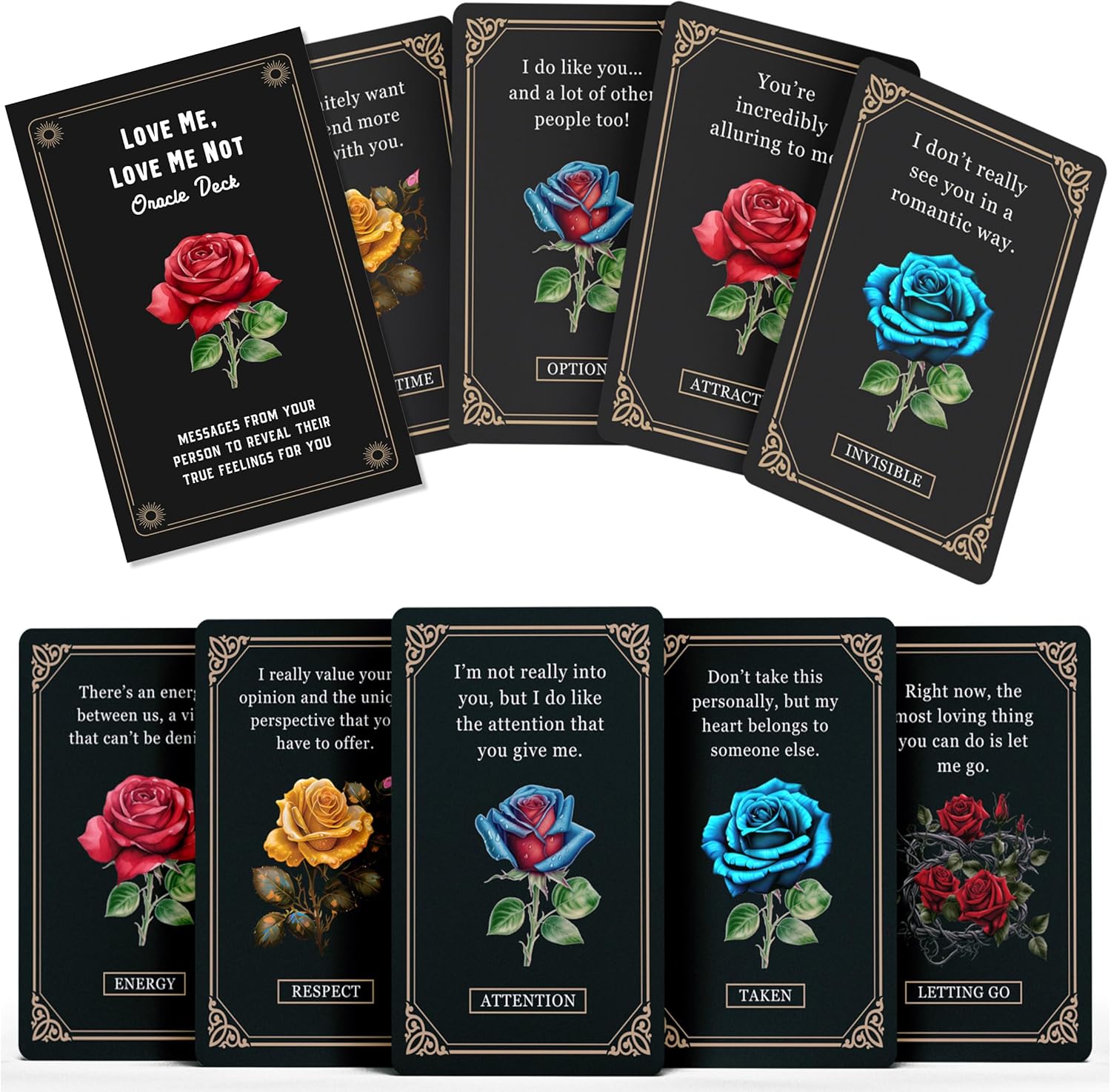 Love Me, Love Me Not Oracle Deck: Messages from Your Person to Reveal Their True Feelings for You – 50 Love Confirmation Oracle Cards with Meanings on Them – Uncover Hidden Truths & Unspoken Desires