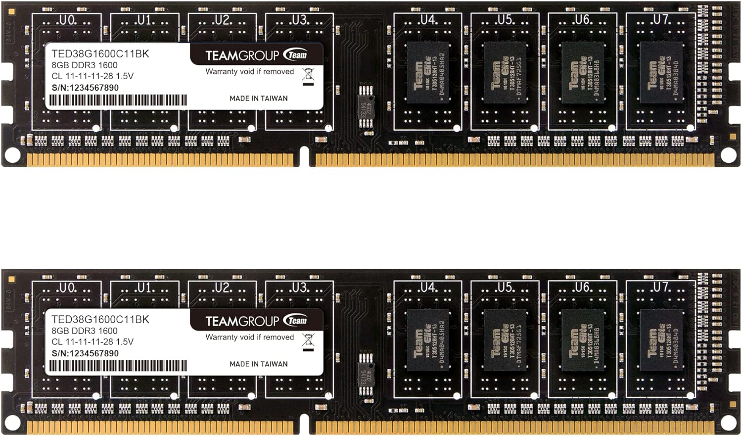 TEAMGROUP Elite DDR3 16GB Kit (2x8GB) 1600MHz (PC3-12800) CL11 Unbuffered Non-ECC 1.5V UDIMM 240 Pin PC Computer Desktop Memory Module Ram Upgrade – TED316G1600C11DC01