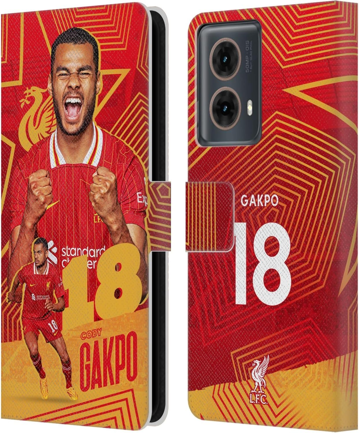 Head Case Designs Officially Licensed Liverpool Football Club Cody Gakpo 2024/25 First Team Leather Book Wallet Case Cover Compatible with Motorola Moto G85