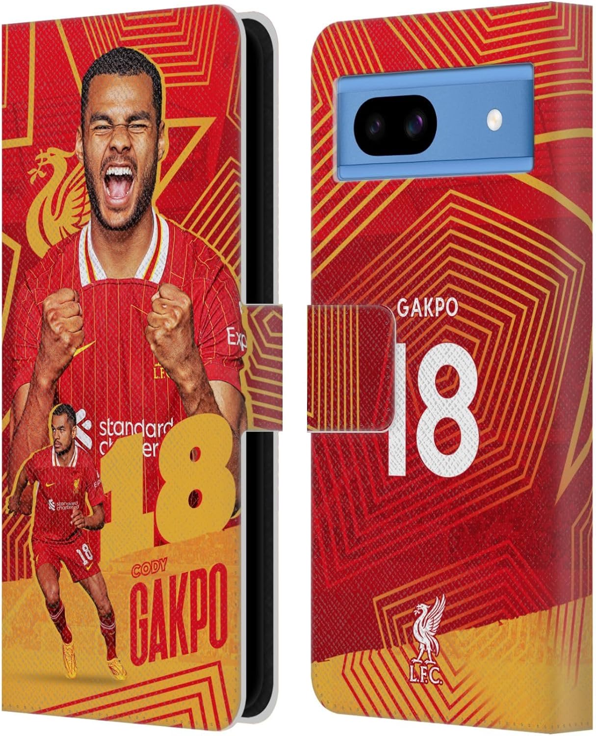 Head Case Designs Officially Licensed Liverpool Football Club Cody Gakpo 2024/25 First Team Leather Book Wallet Case Cover Compatible with Google Pixel 8a