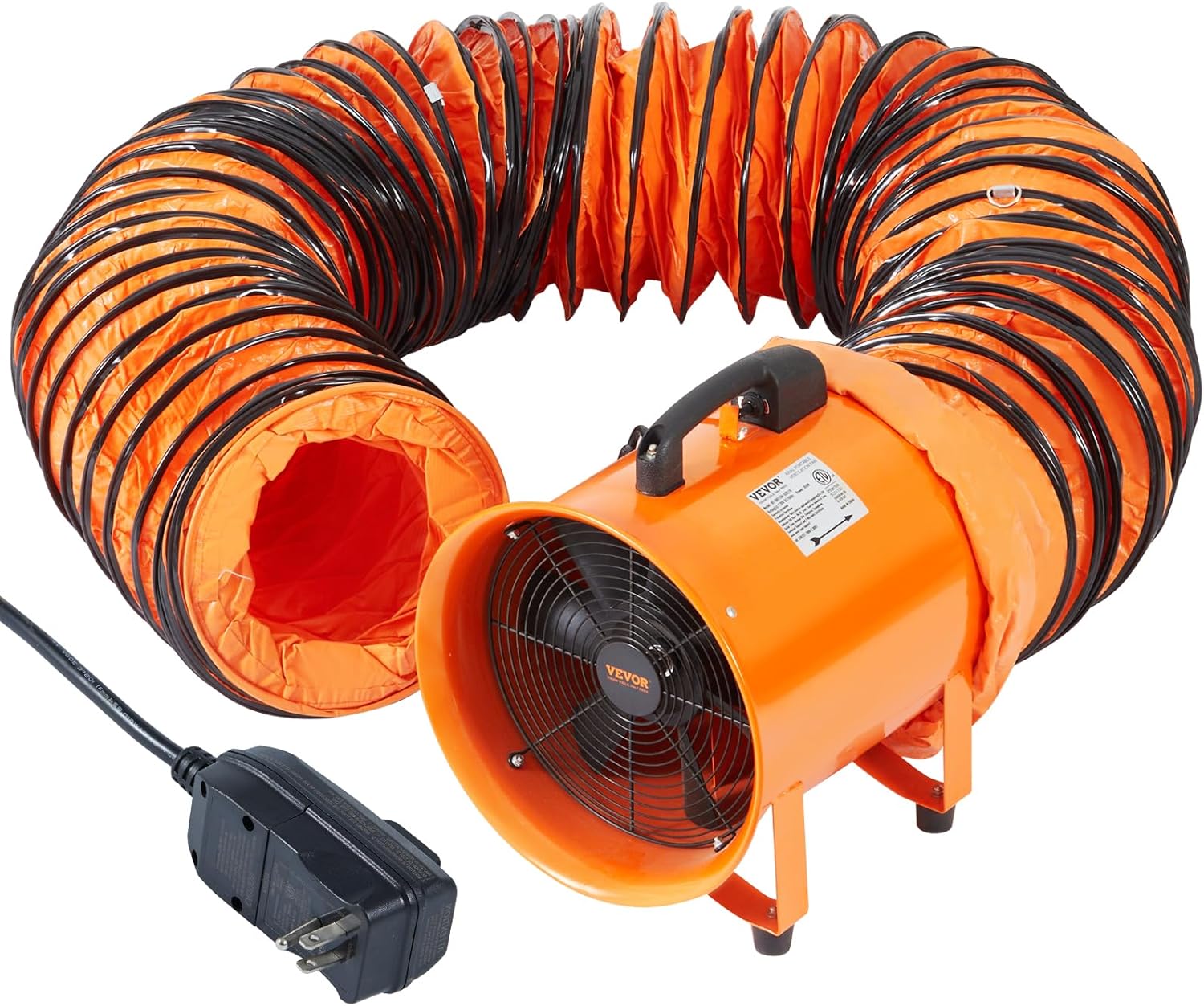 VEVOR Portable Ventilator with Hose, 2 Speed, 10 Inch Utility Blower Exhaust Fan with 33ft Flexible Duct, 350W 1948CFM High Velocity Industrial Air Mover for Extraction and Ventilation