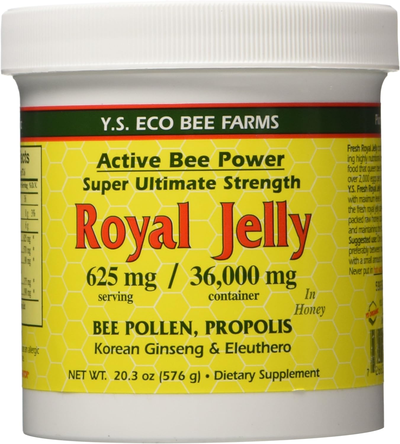 Fresh Royal Jelly + Bee Pollen, Propolis, Ginseng, Honey Mix – 36,000mg Y.S. Org 20.3 oz