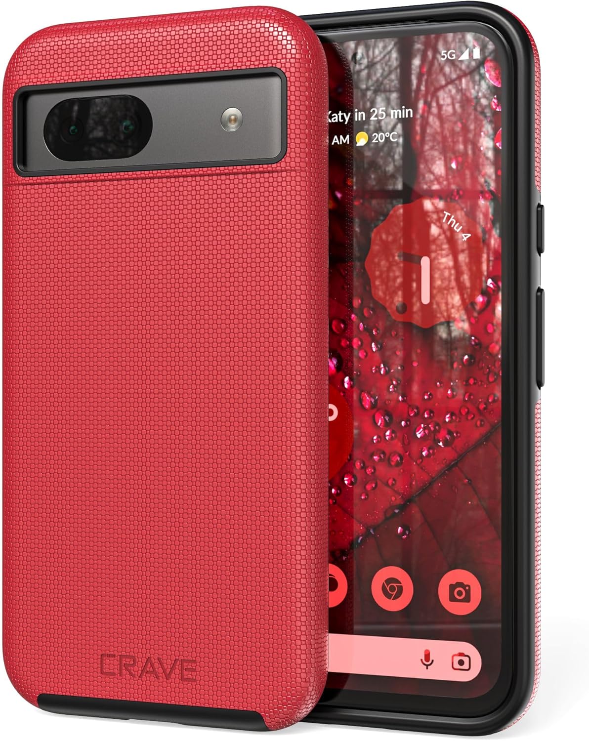 Crave Dual Guard for Google Pixel 8a Case, Shockproof Protection Dual Layer Case for Google Pixel 8a – Red