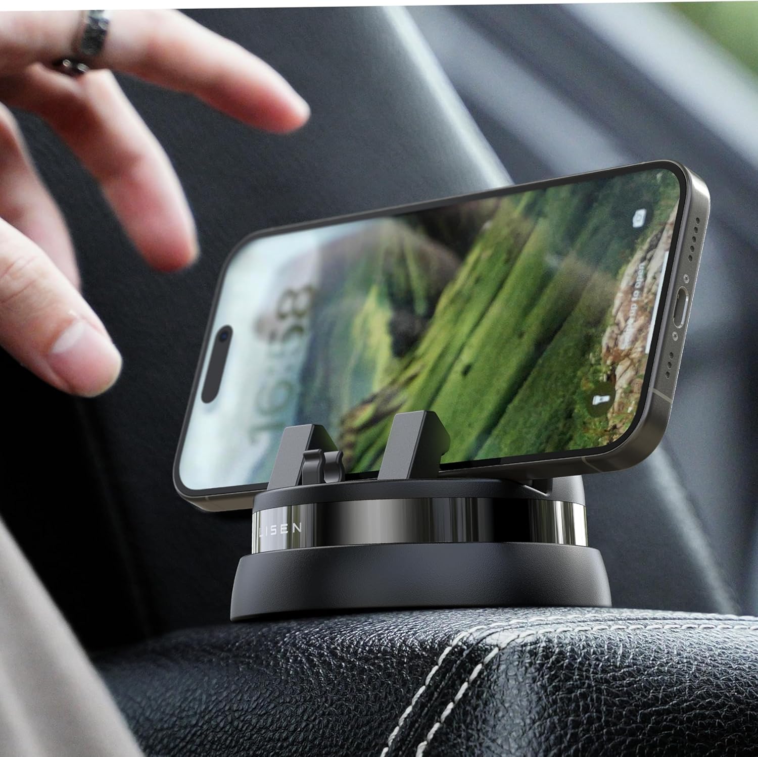 LISEN Car Phone Holder Mount Dashboard,360° Rotatable Dashboard Cell Phone Holder,Multifunctional Phone Mount for Car,Car Phone Mount iPhone Compatible with iPhone 15 Pro Max/14/13/12,Samsung S23/22