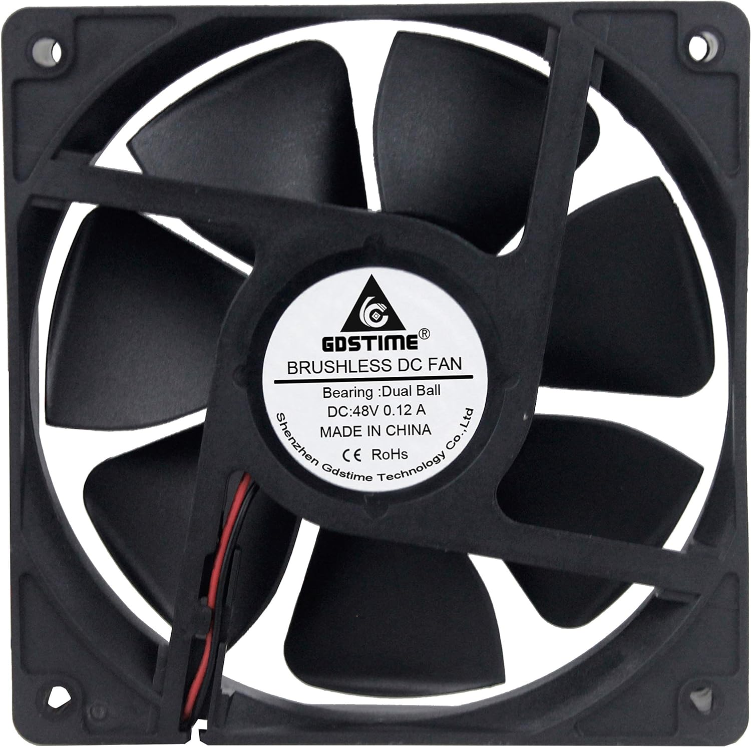 GDSTIME 120mm 48V Fan, 120x120x25mm Dual Ball Bearings DC Brushless Cooling Fan