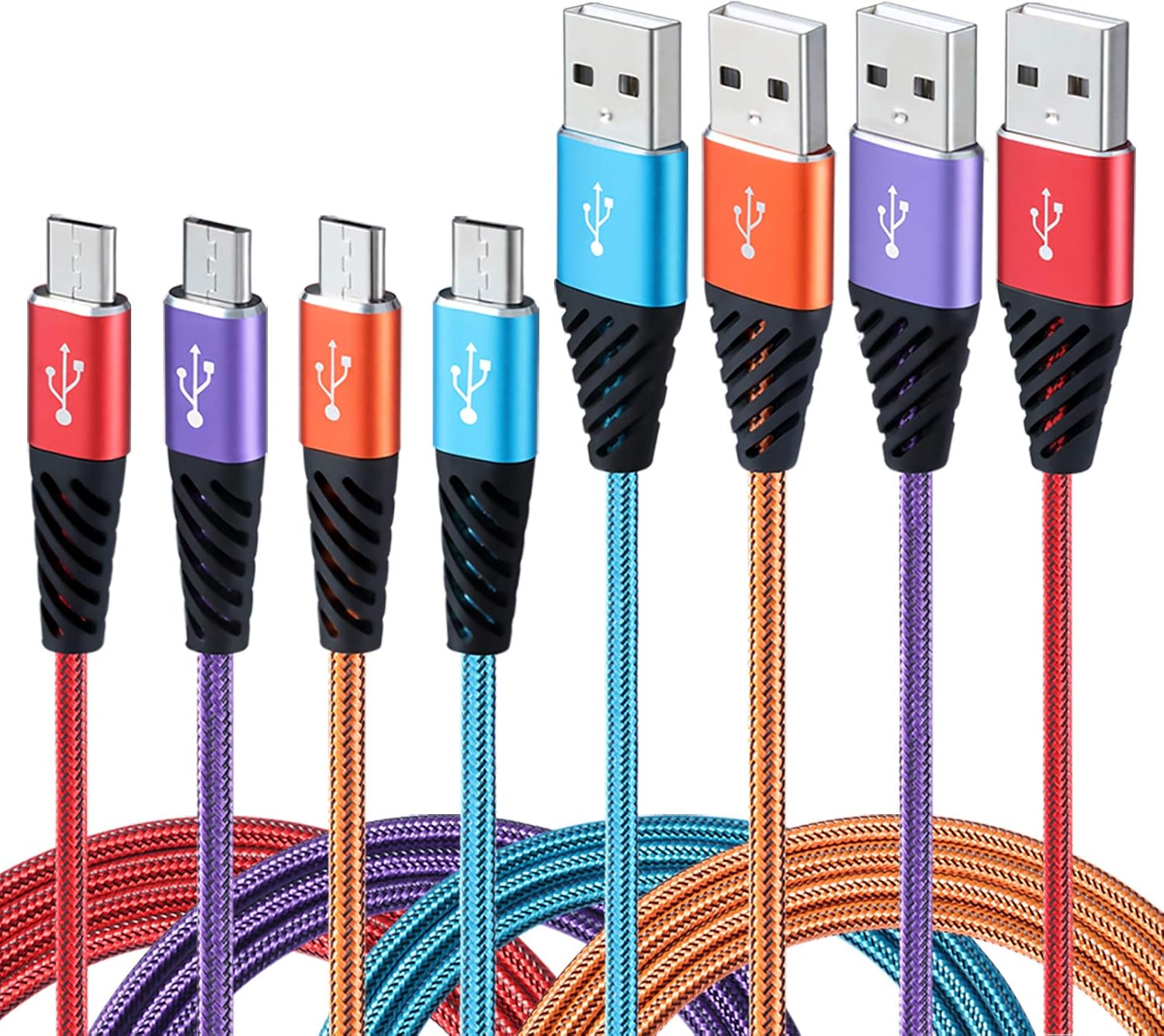 Teyssor Micro USB Cable 10FT 4-Pack Long Android Charger Cable Nylon Braided Cell Phone Charger Android Fast Charging Cord Compatible with Samsung Galaxy S6 S7 Edge J7,LG,HTC,Motorola,Sony,Xbox one