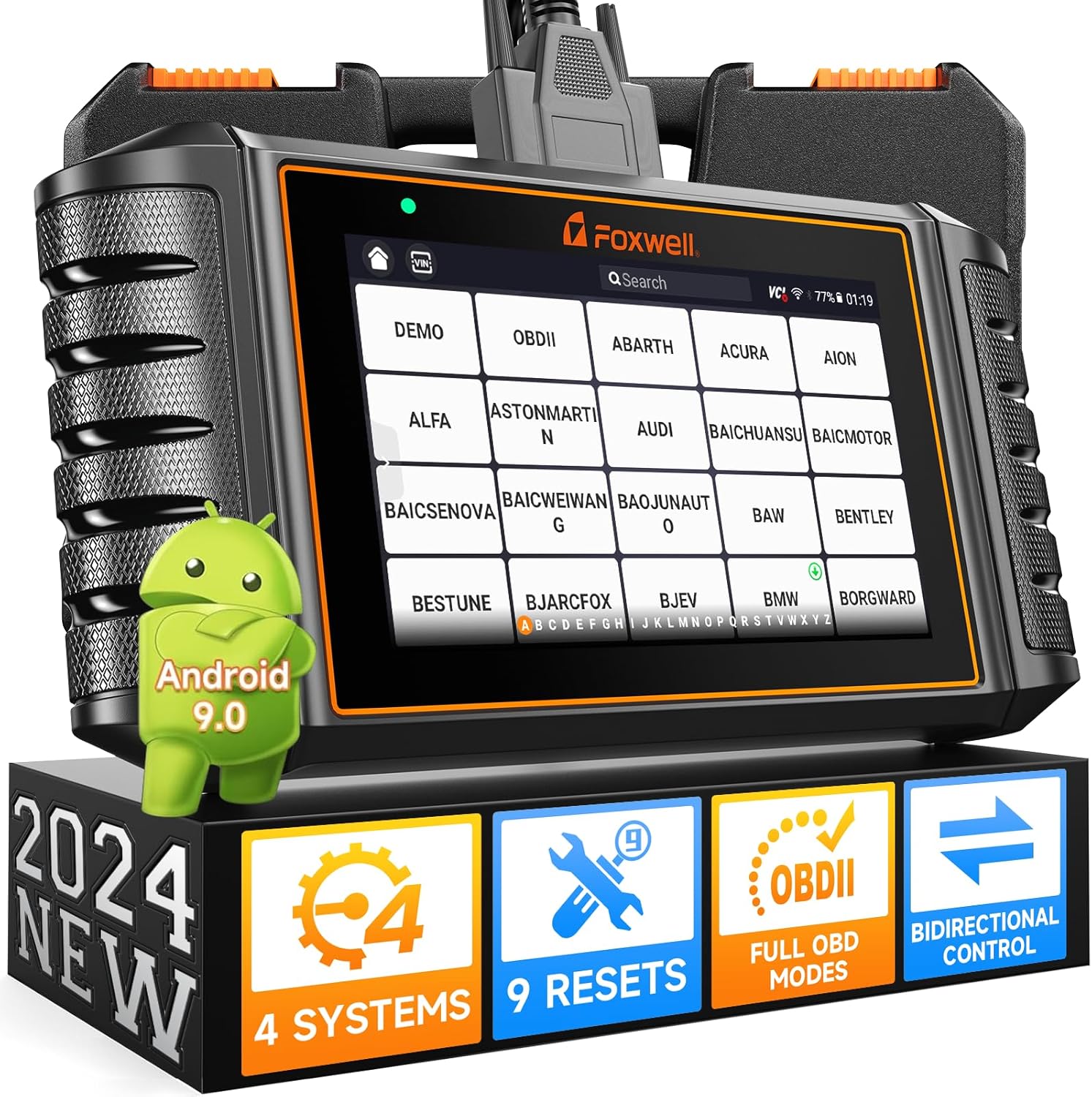 2024 FOXWELL NT716 OBD2 Scanner Bidirectional Control 9+ Resets Scan Tool ABS SRS Transmission Engine Diagnostic Code Reader WiFi Update Injector Coding/D-P-F/BMS/ABS Bleed/Oil/EPB/TPMS/SAS/Throttle