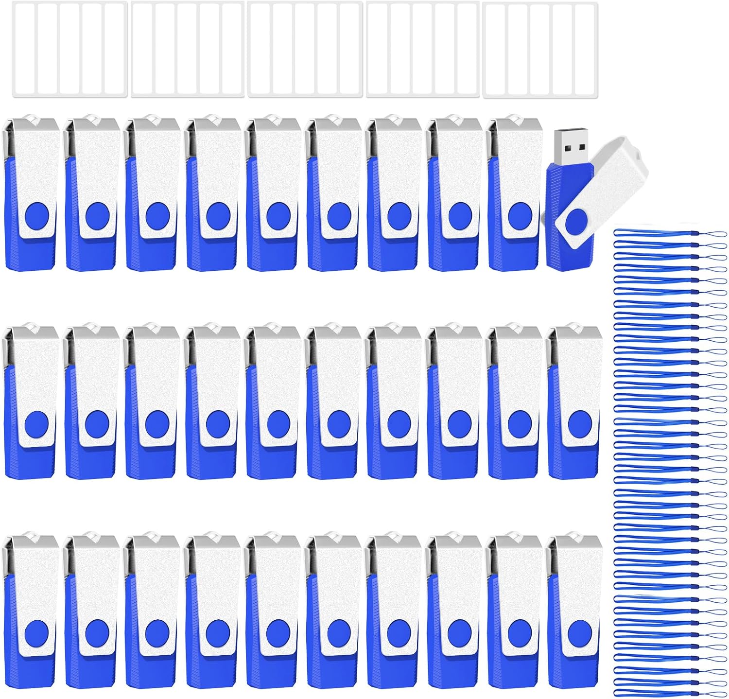 EASTBULL 50 Pack of Flash Drives Bulk 1GB, USB 2.0 Flash Drives Pack USB Drives Bulk Thumb Drives in Bulk with 50 Lanyards & Labels (1 GB)