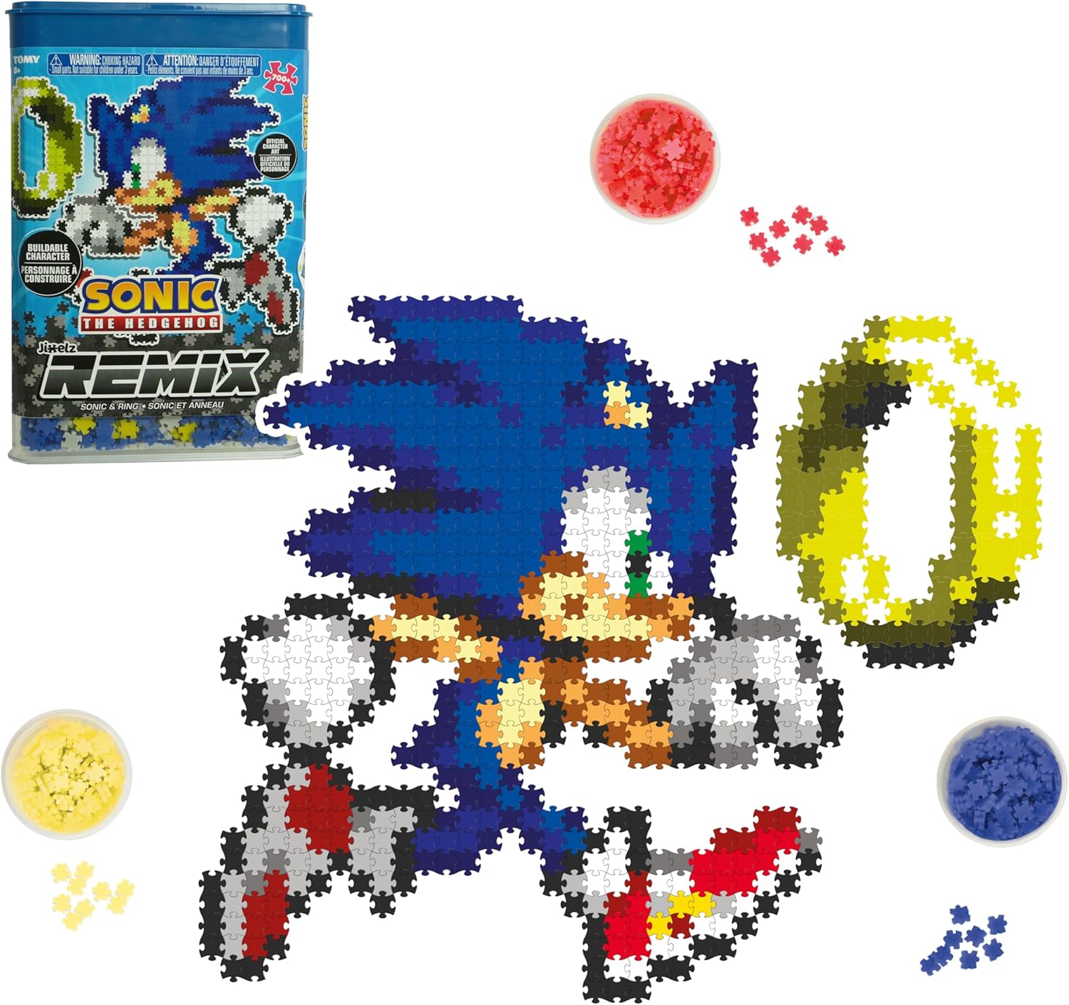 Jixelz Remix Sonic The Hedgehog Craft Kit – Sonic and Ring – No Heat or Glue Required – STEM Building Toys – Pixel Art for Bedroom or College Dorm Room Decor – 700+ Pieces – Ages 8 Years and Up