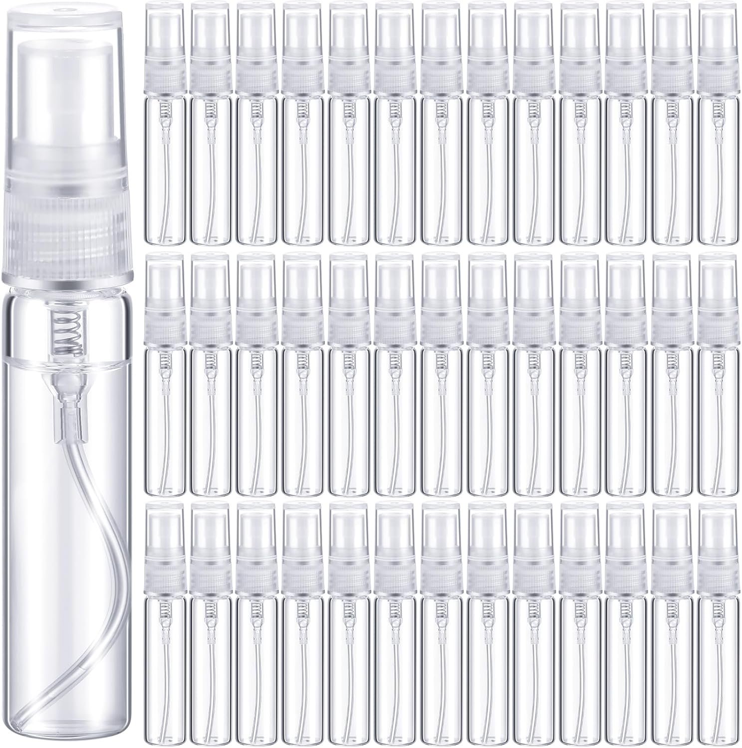 Tanlade 300 Pcs Mini Spray Bottles Clear Refillable Glass Perfume Bottles Fragrance Scent Sample Perfume Atomizer Glass Empty Travel Sprayer Pocket Dispenser Refillable Container (5ml)