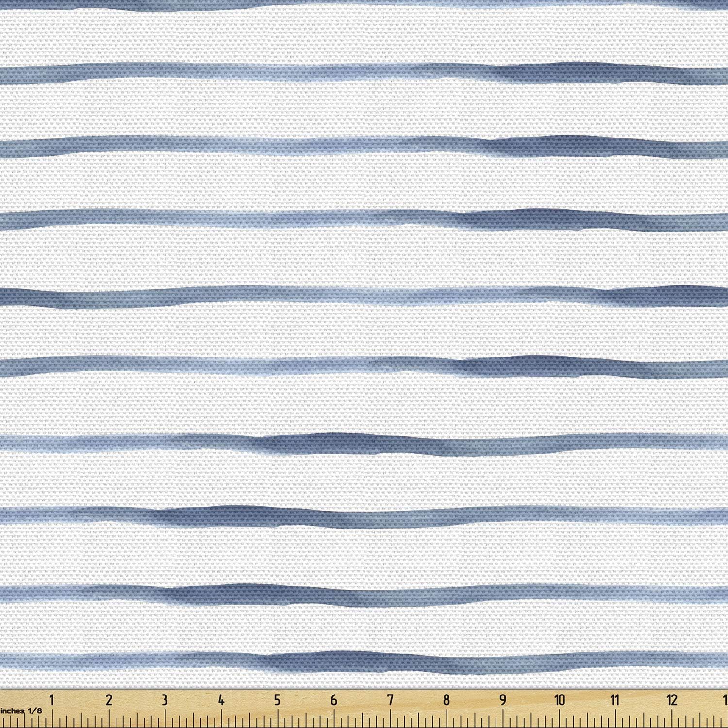 Ambesonne Harbour Stripe Fabric by The Yard, Abstract Brushstroke Nautical Ocean Horizontal Lines Soft Picture, Decorative Fabric for Upholstery and Home Accents, 1 Yard, Night Blue White