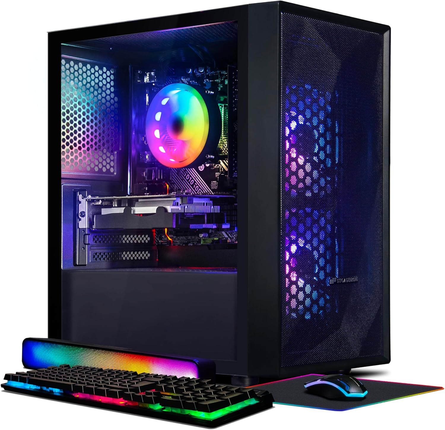 STGAubron Gaming Desktop PC,Intel Core I5 3.3Ghz up to 3.7Ghz,GeForce RTX 2060 6G GDDR6,16G RAM,512G SSD,WiFi,BT 5.0,RGB Fan x 3,RGB Keybaord & Mouse,RGB Mouse Pad,RGB Bluetooth Sound Bar,W10H64