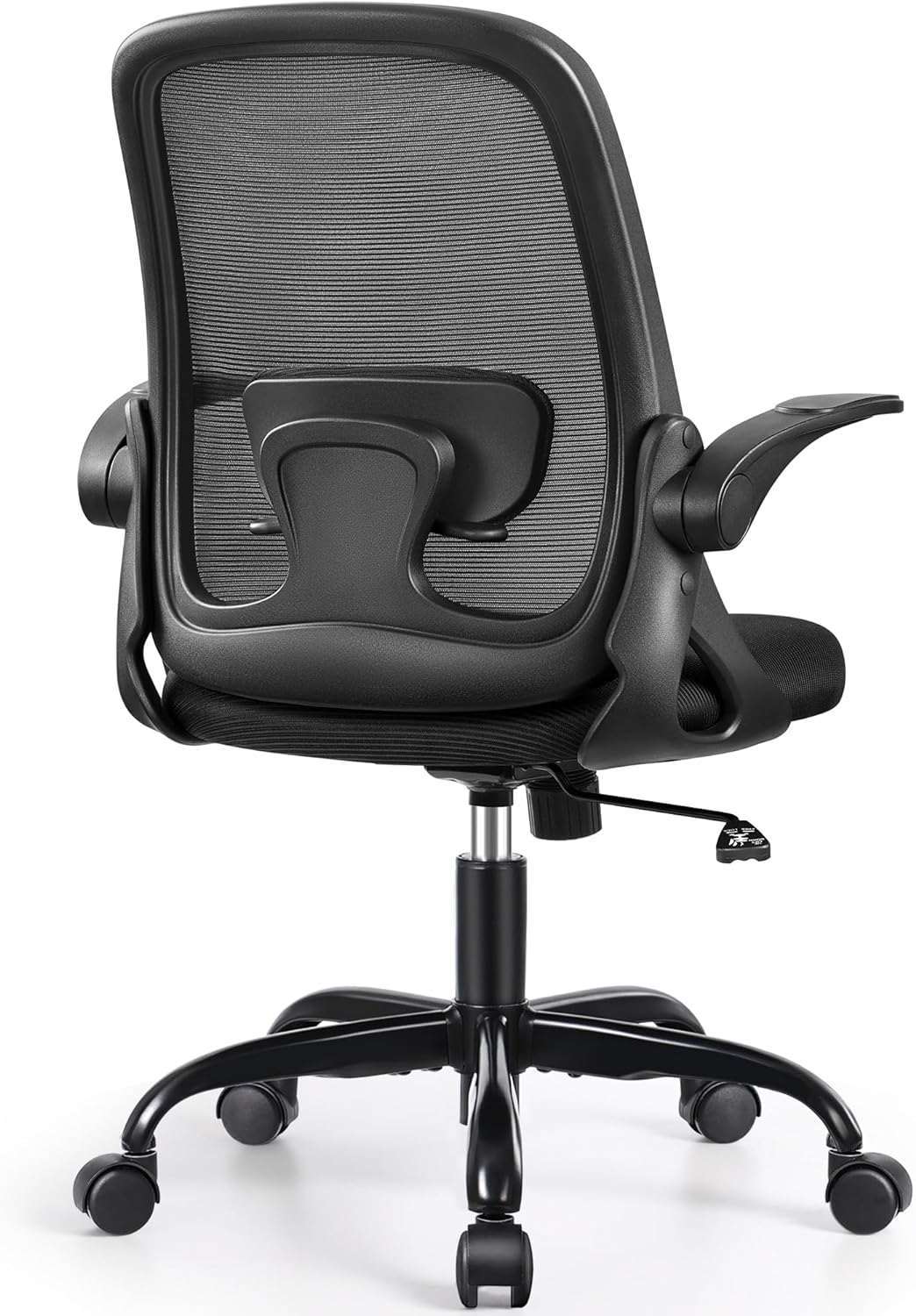 Office Chair Ergonomic Desk Chairs with Lumbar Support and Flip-up Arms, Comfortable Breathable Mesh Computer Executive Chair with Swivel Task, Adjustable Height 4”, Home – Black