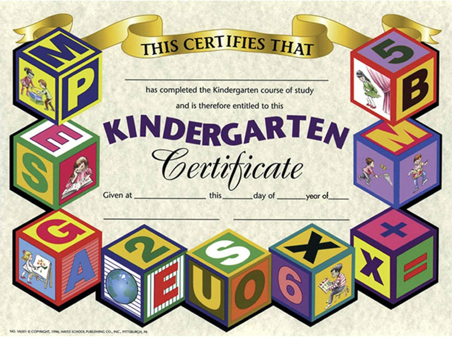 Hayes Kindergarten Certificate, 8.5″ x 11″, Pack of 30