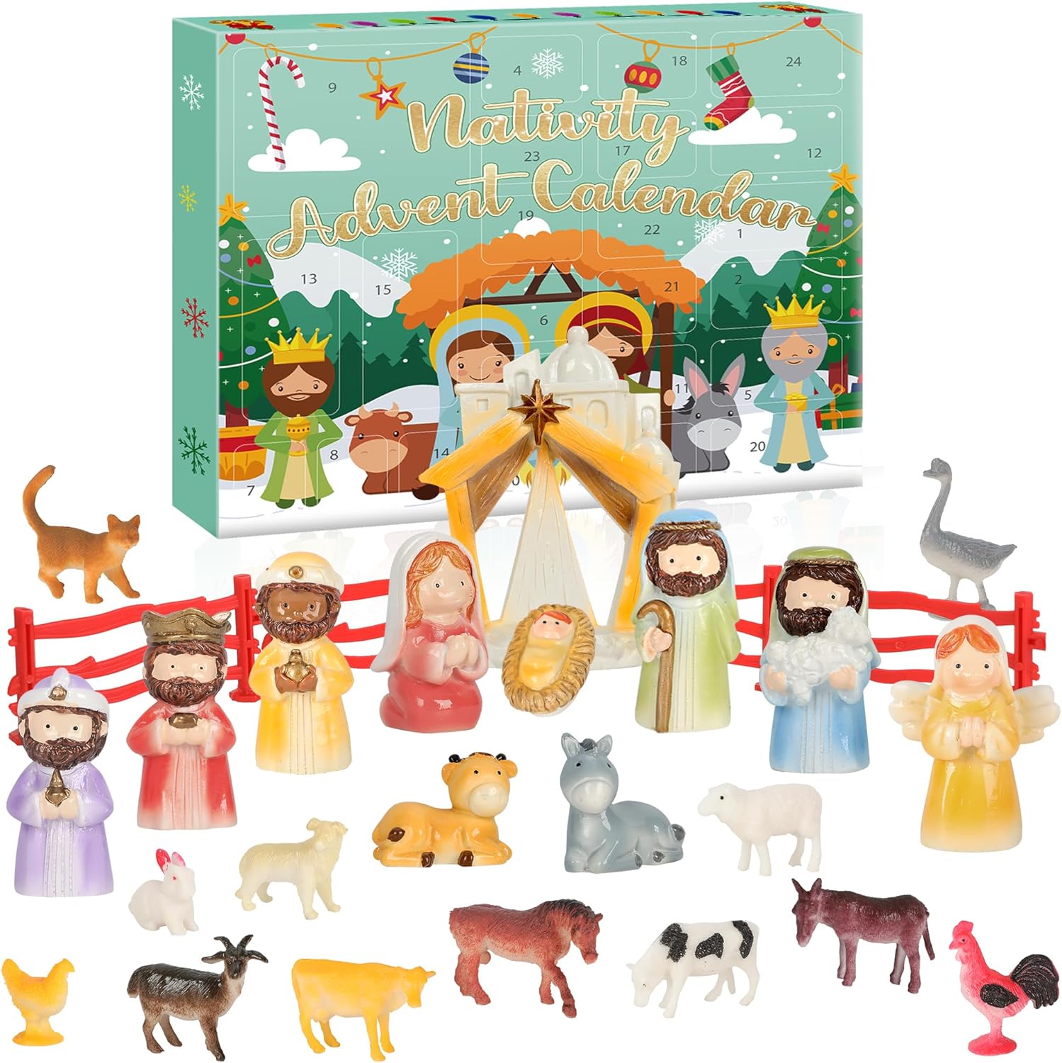 Advent Calendar 2024 Nativity Set with 24 Day Christmas Countdown, Christmas Advent Calendar Surprise Gift for Kids, Teens, Adults