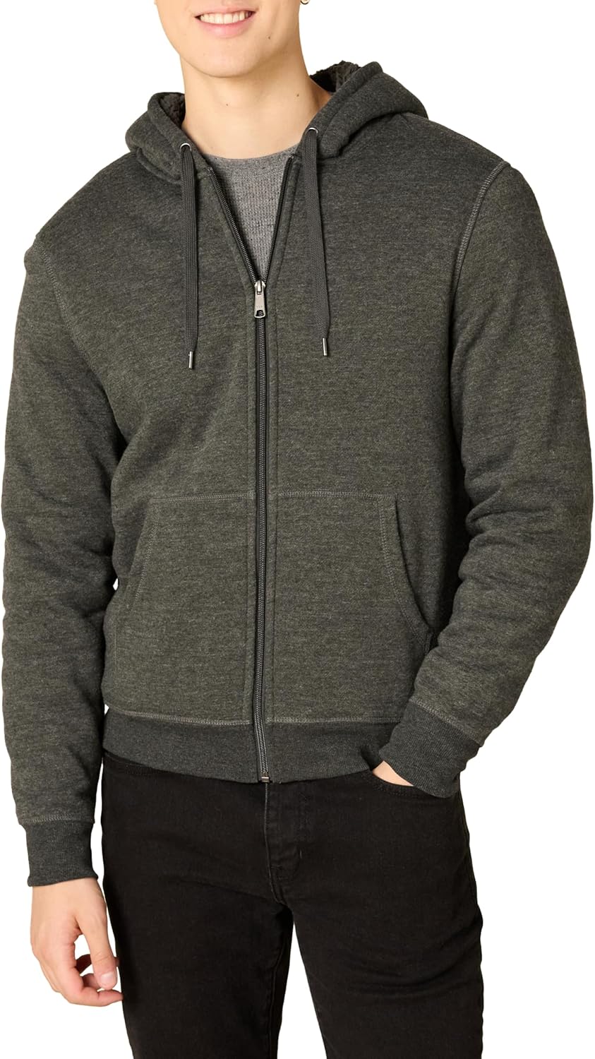 Amazon Essentials Hoodie For Men, Sherpa-Lined Full-Zip Fleece Sweatshirt