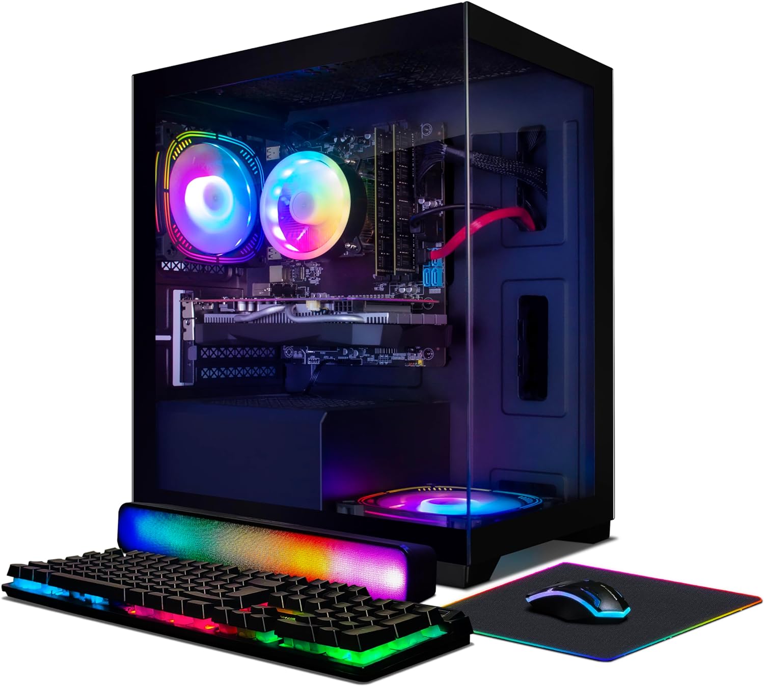 STGAubron Gaming PC Desktop, Radeon RX 580 16G GDDR5, Intel Core i7 3.4G up to 3.9G, 16G RAM, 512G SSD, 600M WiFi, BT 5.0, RGB Fan x 2, RGB Mouse Pad, RGB BT Sound Bar, Windows 10 Home