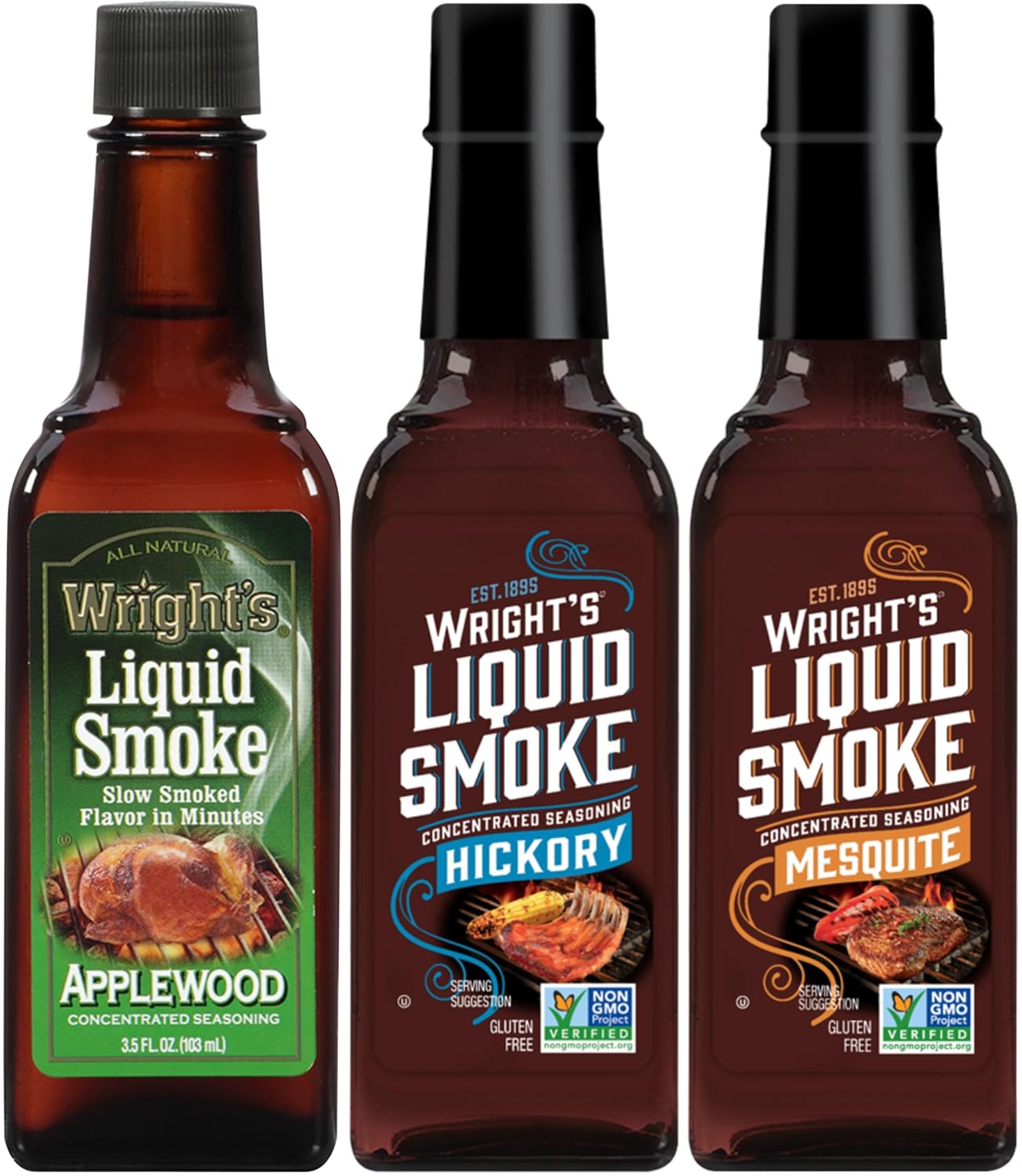 Wright’s Liquid Smoke Applewood,Hickory & Mesquite (3 Pack) 3.5 oz