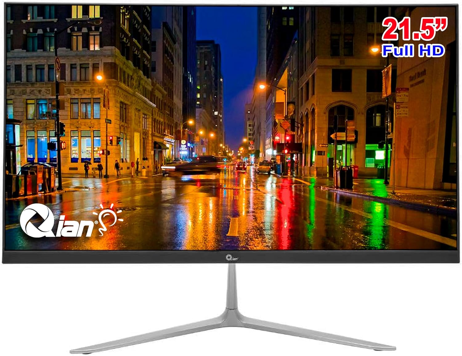 Qian 21.5″ 1080P LED Computer Monitor, 16.7M Colors Full HD Display with Breath Taking Clarity, 75 Hz Refresh Rate Time Framless Monitor, 220cd/m2 | HDMI/VGA | 75x75mm VESA | Tilt Adjustable