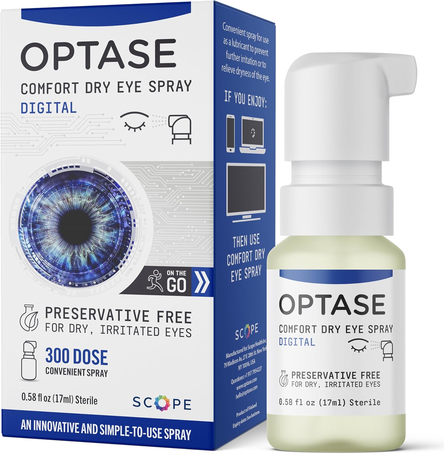 OPTASE Comfort Dry Eye Spray – Eye Spray for Dry Eyes – Preservative Free Artificial Tears Eye Drops Alternative – Dry Eye Drops in a Convenient Spray – Multi-Use Bottle, Contact Lens Safe – .58 fl oz