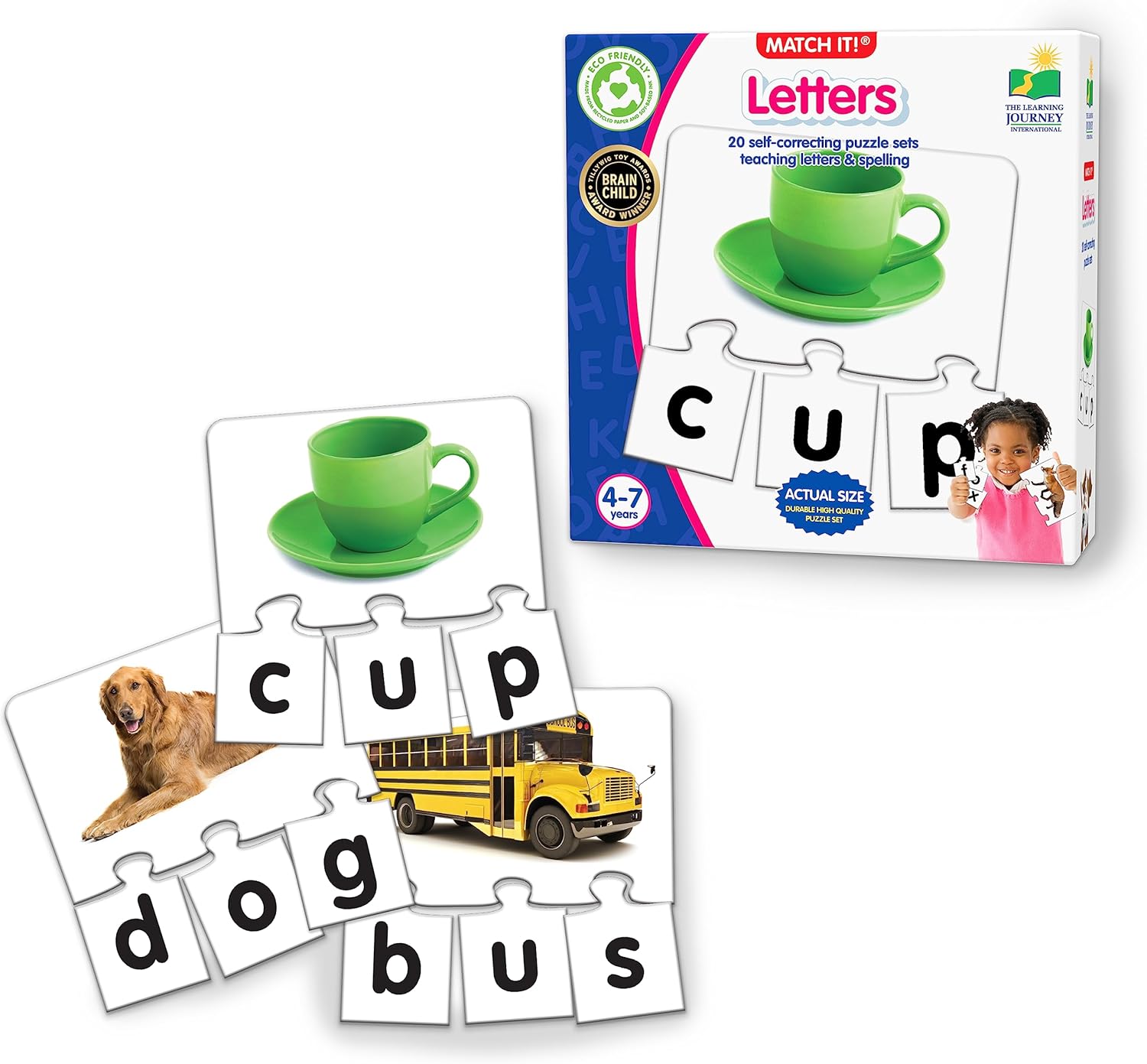 The Learning Journey: Match It! – Letters – 20 Piece Self-Correcting Spelling Puzzles for Three Letter Words with Matching Images – Learning to Read Games for Ages 4 and Up – Award Winning Toys