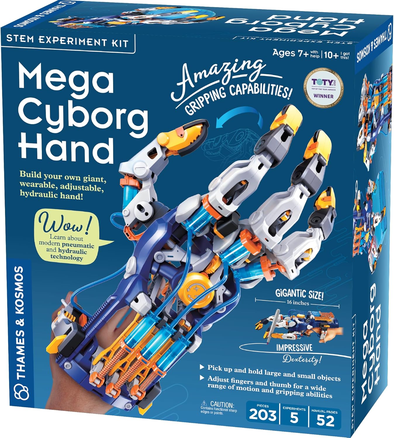 Thames & Kosmos Mega Cyborg Hand STEM Experiment Kit | Build Your Own GIANT Hydraulic Amazing Gripping Capabilities Adjustable for Different Sizes Learn Pneumatic Systems