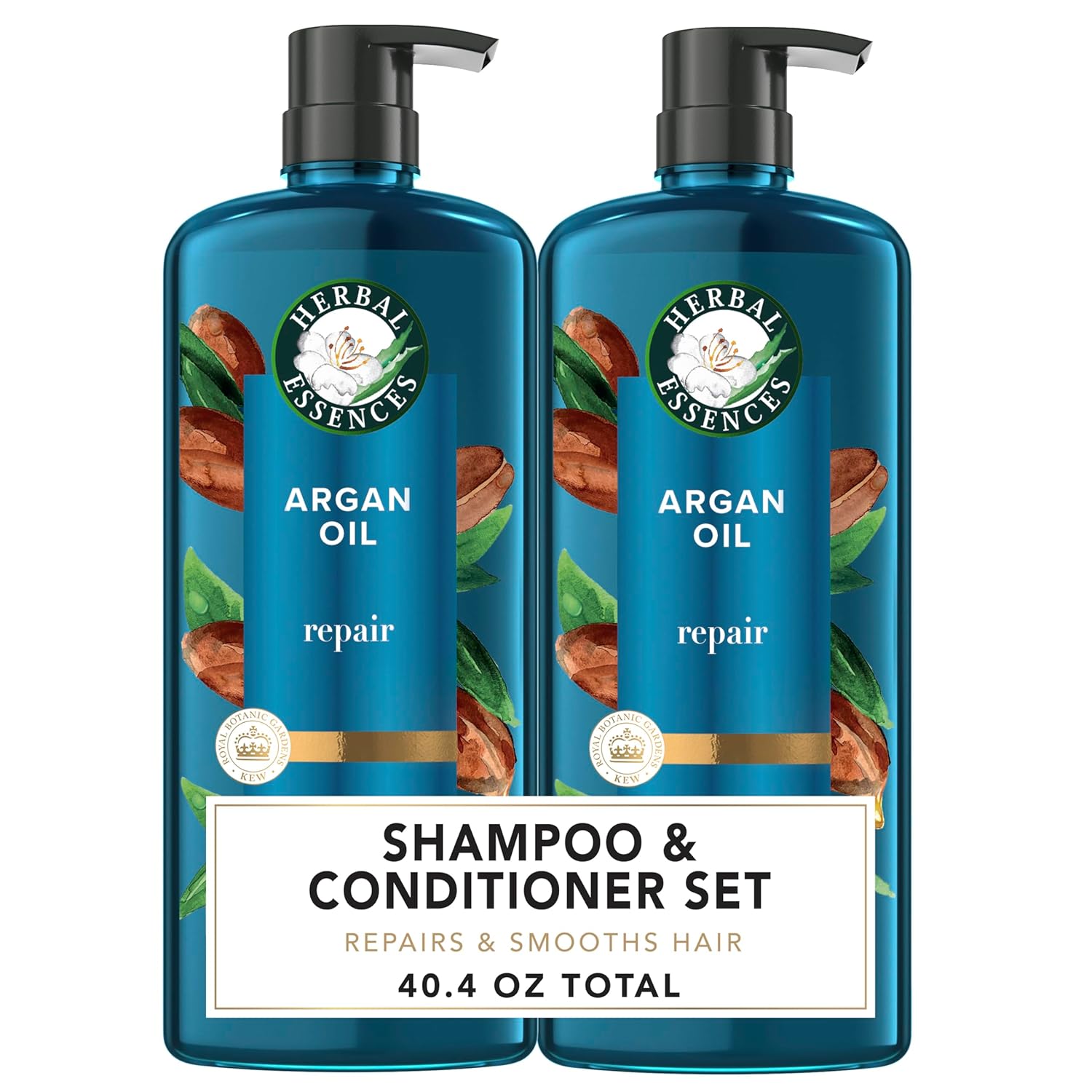 Herbal Essences Argan Oil Repair Shampoo & Conditioner Set, Moisturizes & Smoothes, Paraben-Free, Color-Safe, pH-Balanced, Citrus Scent, 20.2 Fl Oz, 2-Pack