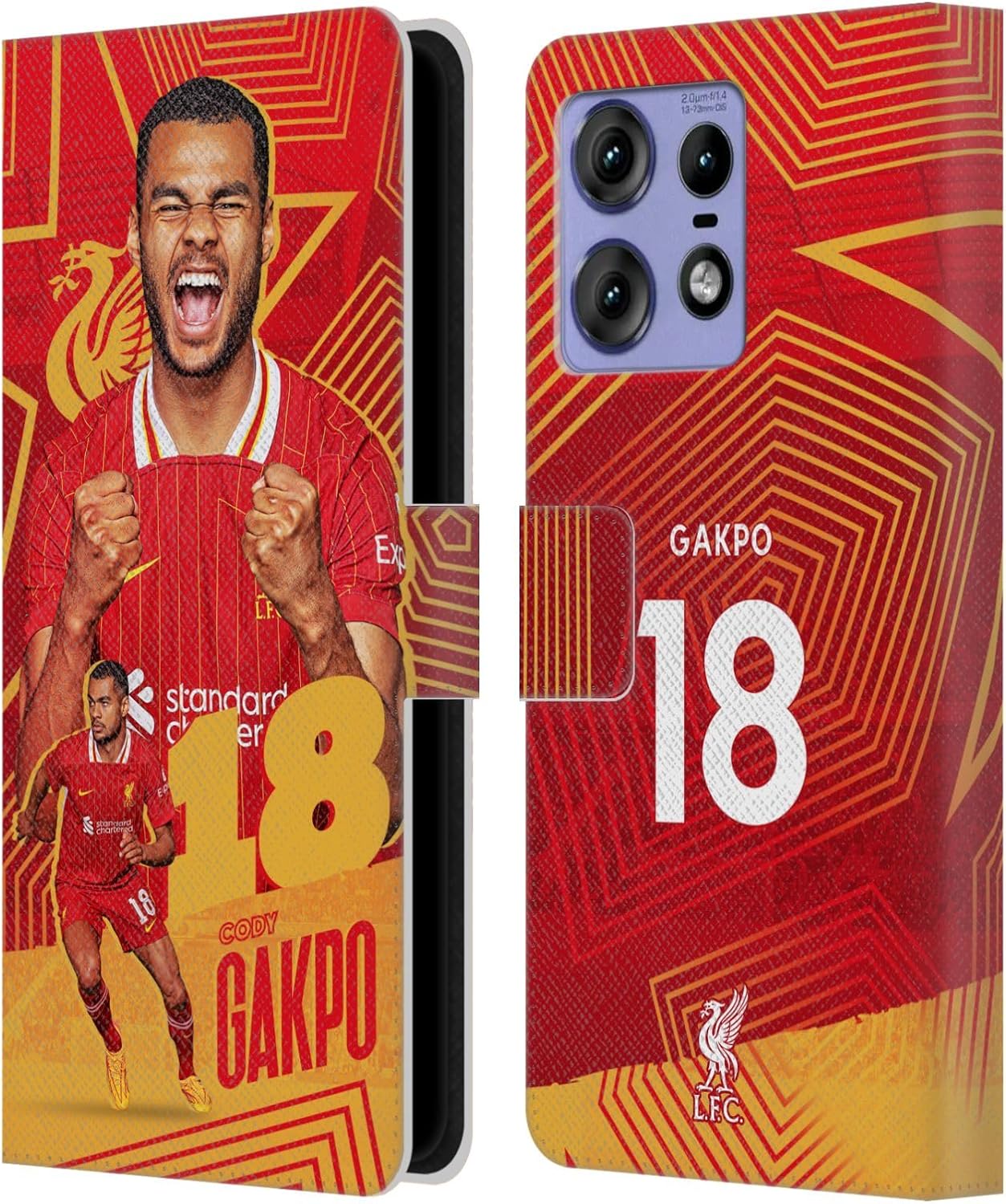 Head Case Designs Officially Licensed Liverpool Football Club Cody Gakpo 2024/25 First Team Leather Book Wallet Case Cover Compatible with Motorola Edge 50 Pro