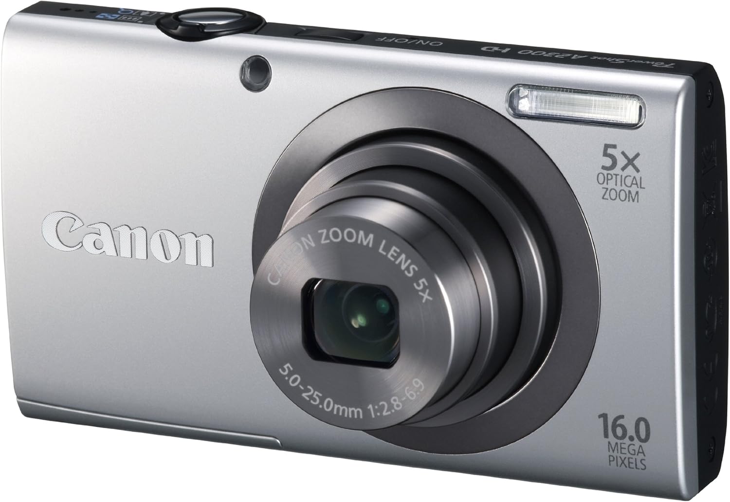 Canon PowerShot A2300 16.0 MP Digital Camera with 5X Optical Zoom (Silver) (Renewed)