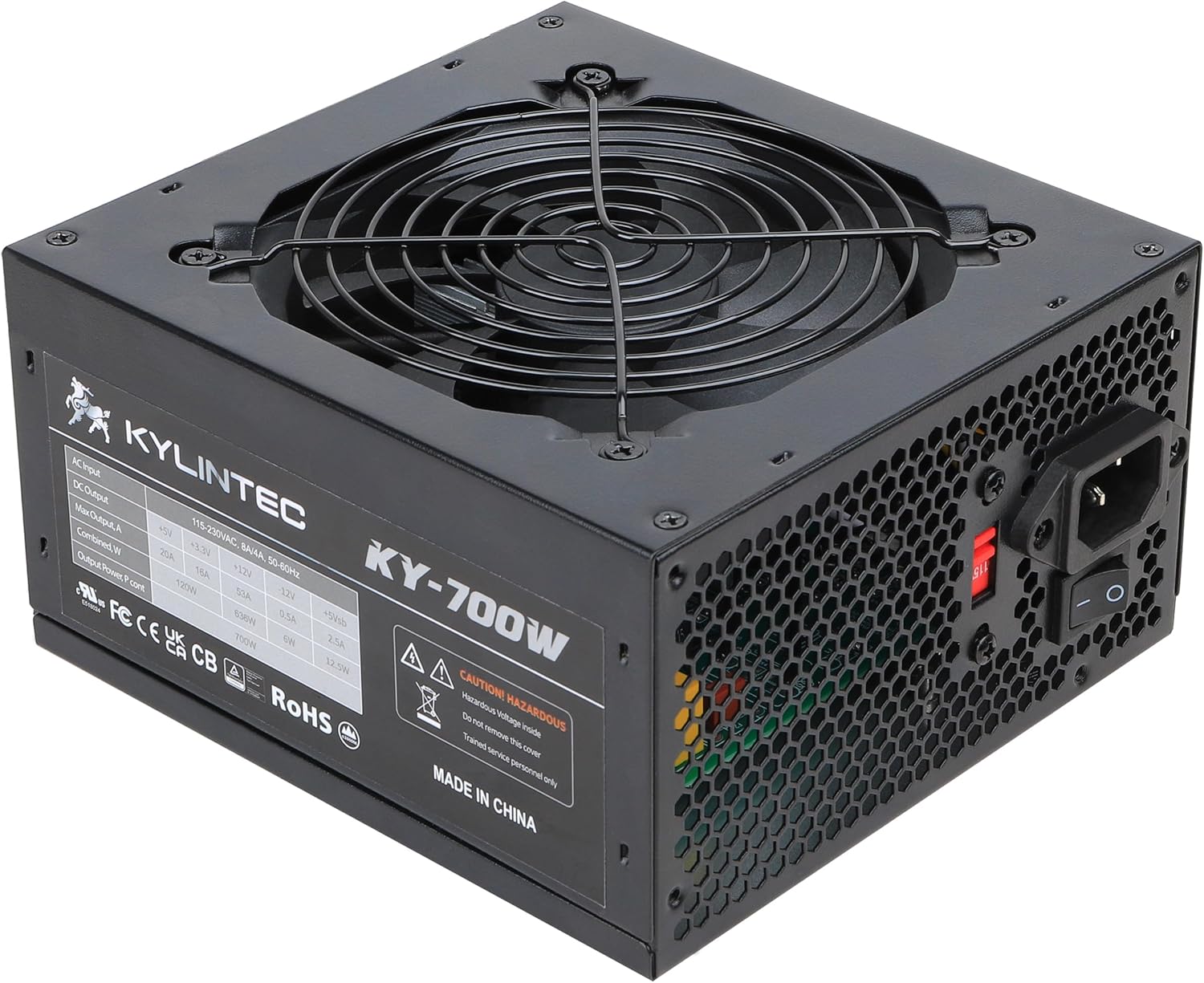 700w Power Supply Non-Modular ATX PSU with 6+2 Pin Connectors PFC Protection and 120mm Silent Fan Gaming PSU KY-700 Black