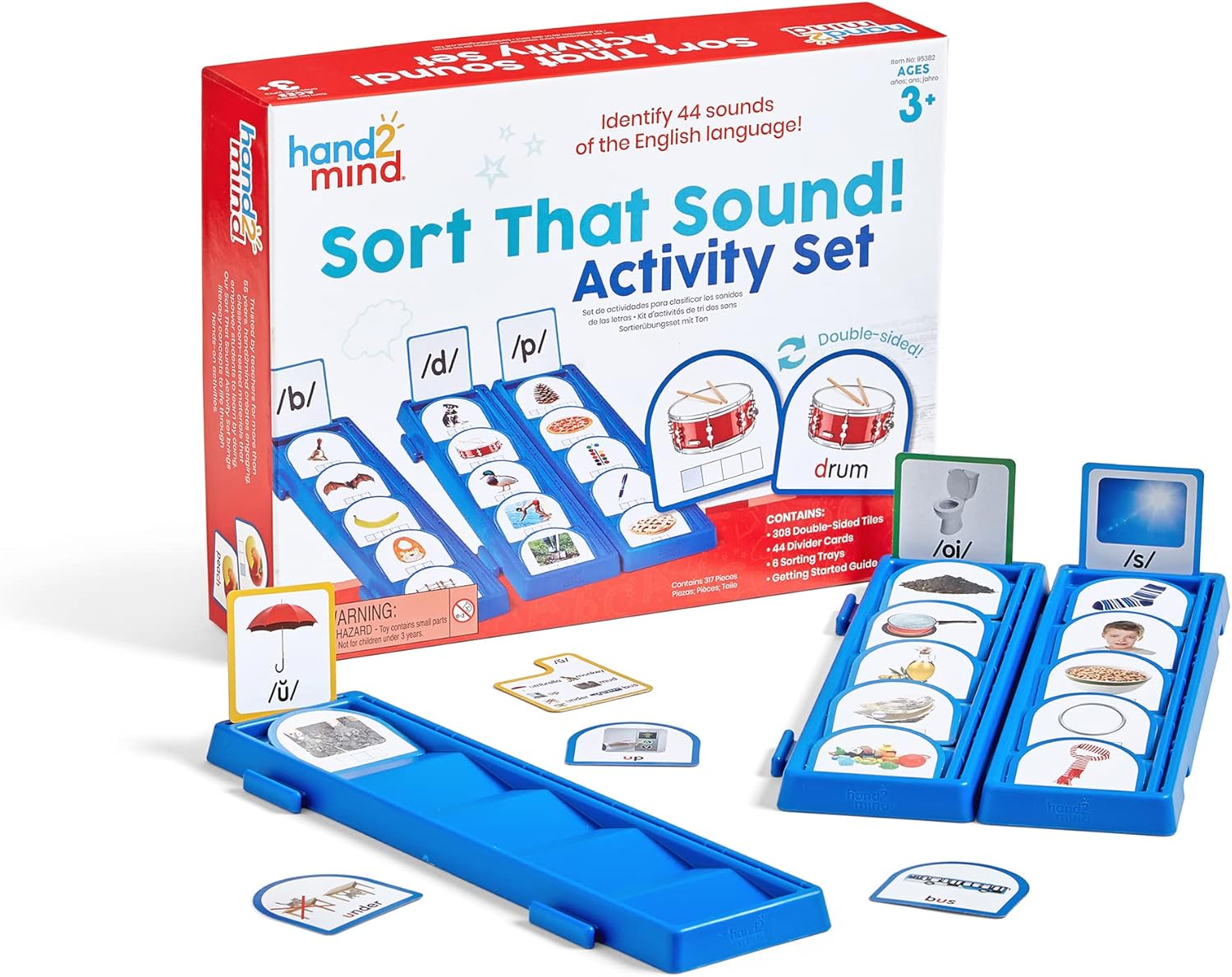 hand2mind Sort That Sound! Activity Set​, Phonemic Awareness, ESL Teaching Materials, Science of Reading Manipulatives, Letter Sounds for Kindergarten, Speech Therapy Tools, Phonics Flash Cards