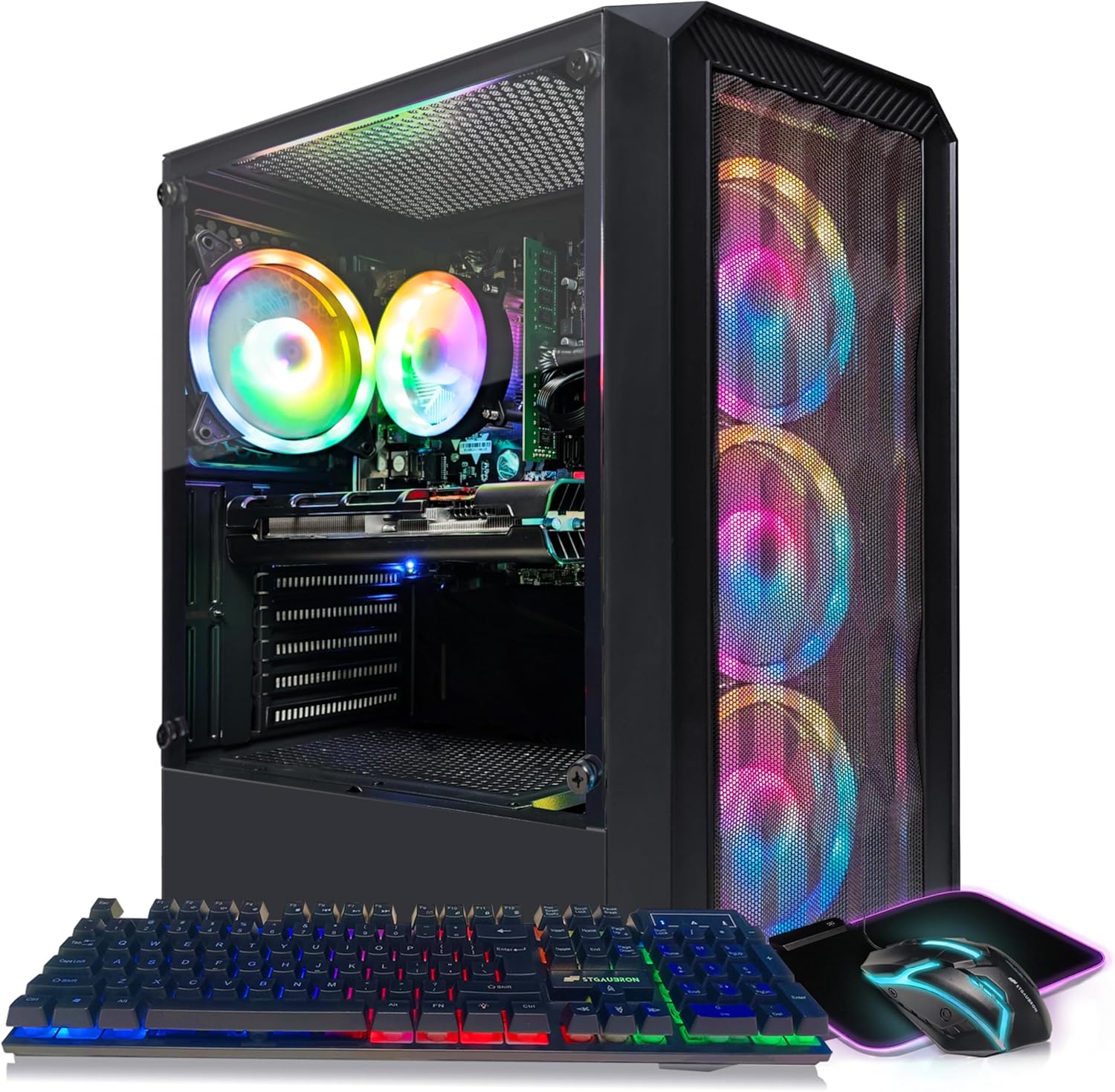 STGAubron Gaming Desktop PC, Radeon RX 5700 8G GDDR6, Intel Core i5-9400F up to 4.1GHz, 16G DDR4, 1T SSD, 600M WiFi, BT 5.0, RGB Fan x 4, RGB Mouse Pad, Windows 11 Home