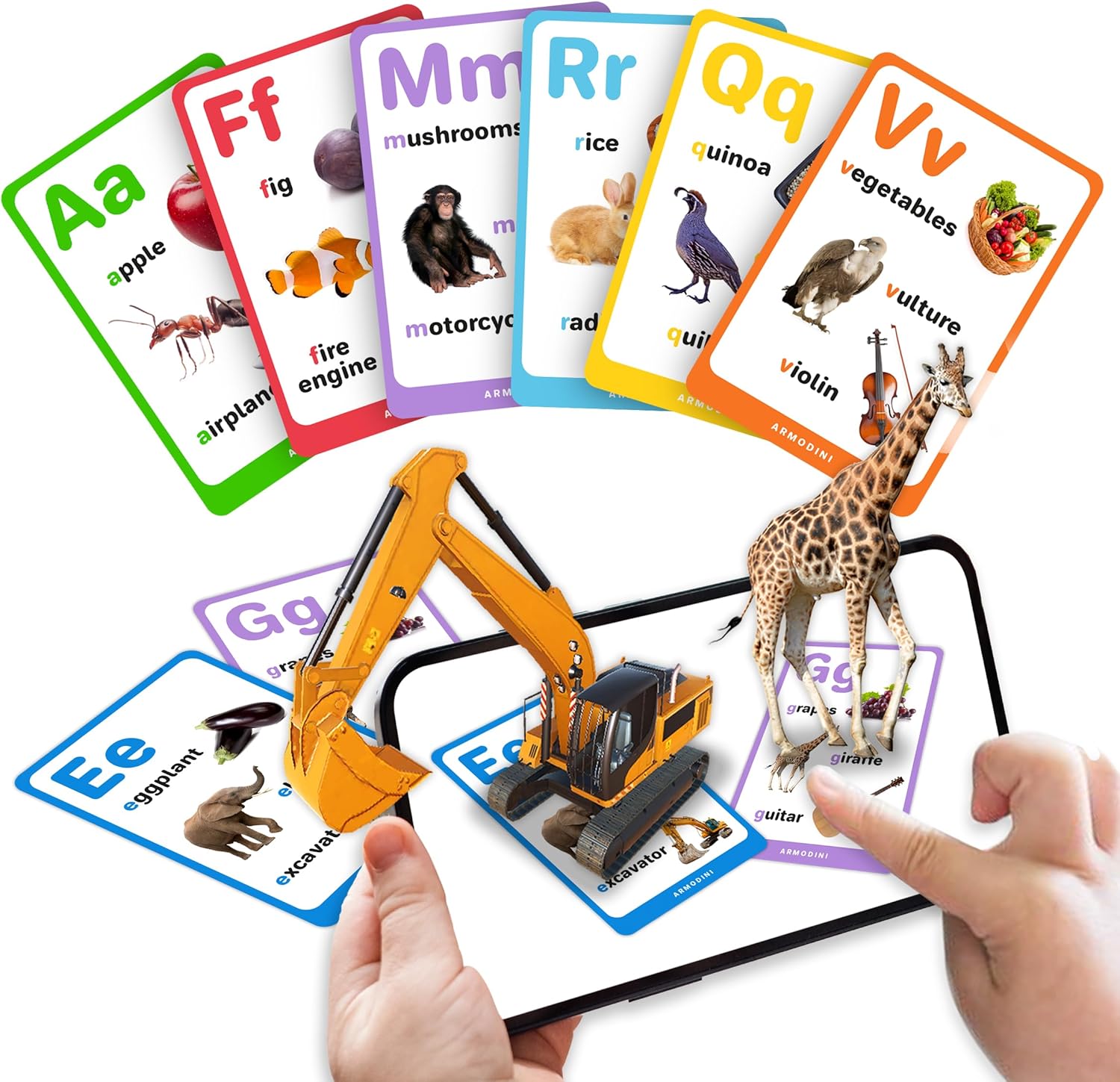 Magic Flash Cards Come to Life with Included App. Tear & Waterproof, Photorealistic Images. Alphabet, Foods, Animals, Objects. Educational Toy for Toddlers & Preschoolers, Ages 18m to 6 Years Old