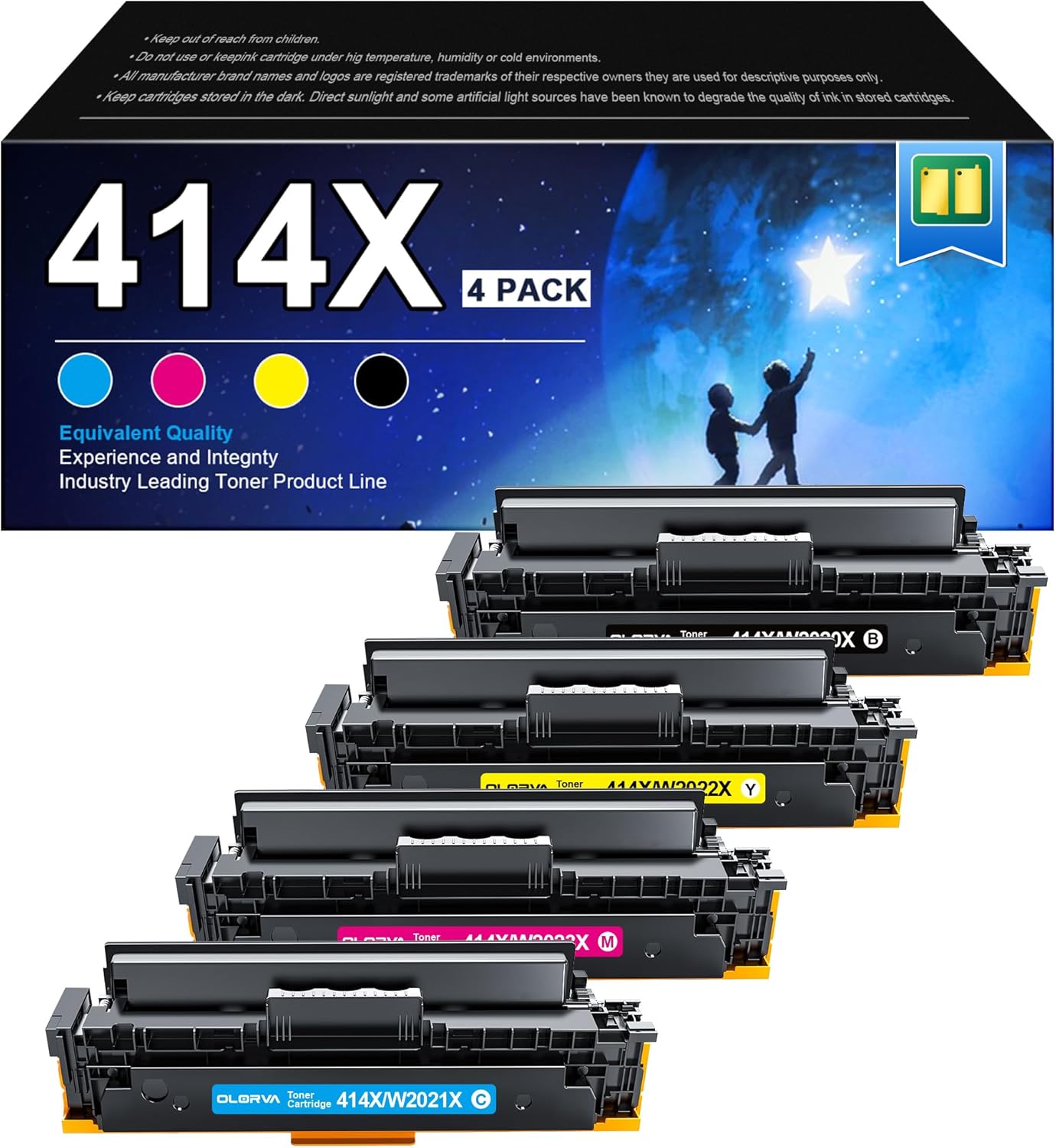 414X Toner Cartridge (with Chip) Replacement for HP 414X Toner Cartridges 4 Pack High Yield, Works with HP Color Laserjet Pro MFP M479fdw Toner, Color Laserjet Pro M454dw M454dn M480f M455dn Printer