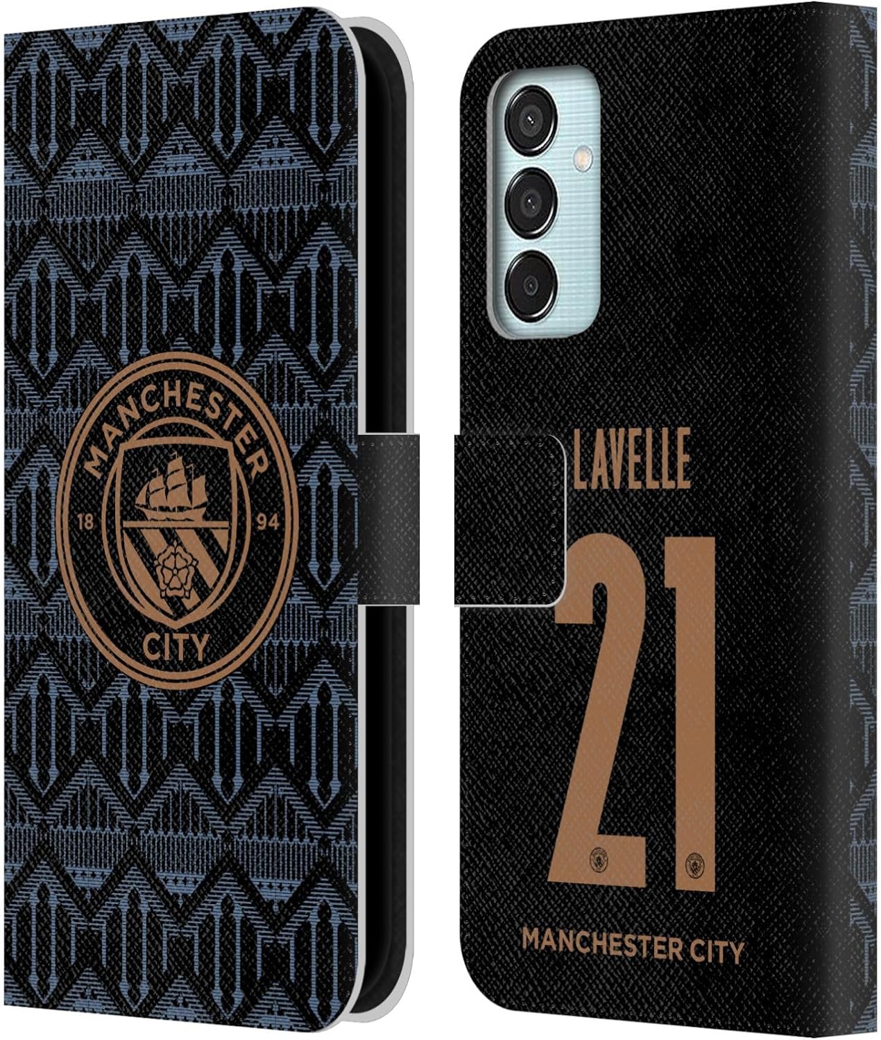 Head Case Designs Officially Licensed Manchester City Man City FC Rose Lavelle 2020/21 Women’s Away Kit Group 2 Leather Book Wallet Case Cover Compatible with Samsung Galaxy M15/F15 5G