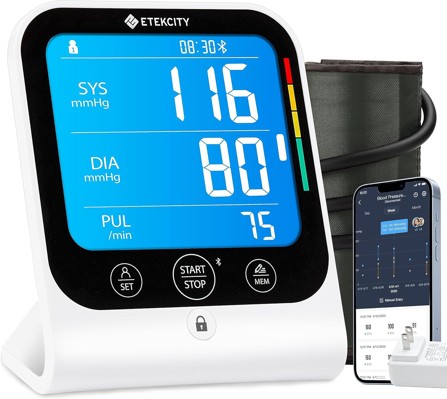 Etekcity FSA/HSA Eligible Blood Pressure Monitor for Home Use, FSA HSA Store Items, Cuff for Standard to Large Arms, Bluetooth BP Machine for iOS & Android Devices with Data Storage, Diagnostic Kit