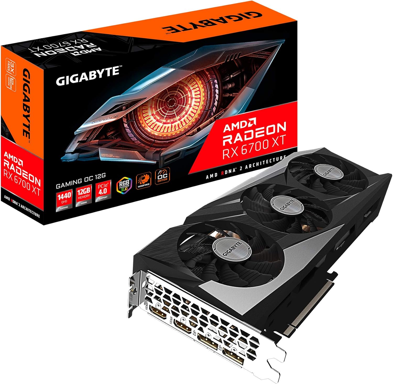 GIGABYTE Radeon RX 6700 XT Gaming OC 12G Graphics Card, WINDFORCE 3X Cooling System, 12GB 192-bit GDDR6, GV-R67XTGAMING OC-12GD Video Card