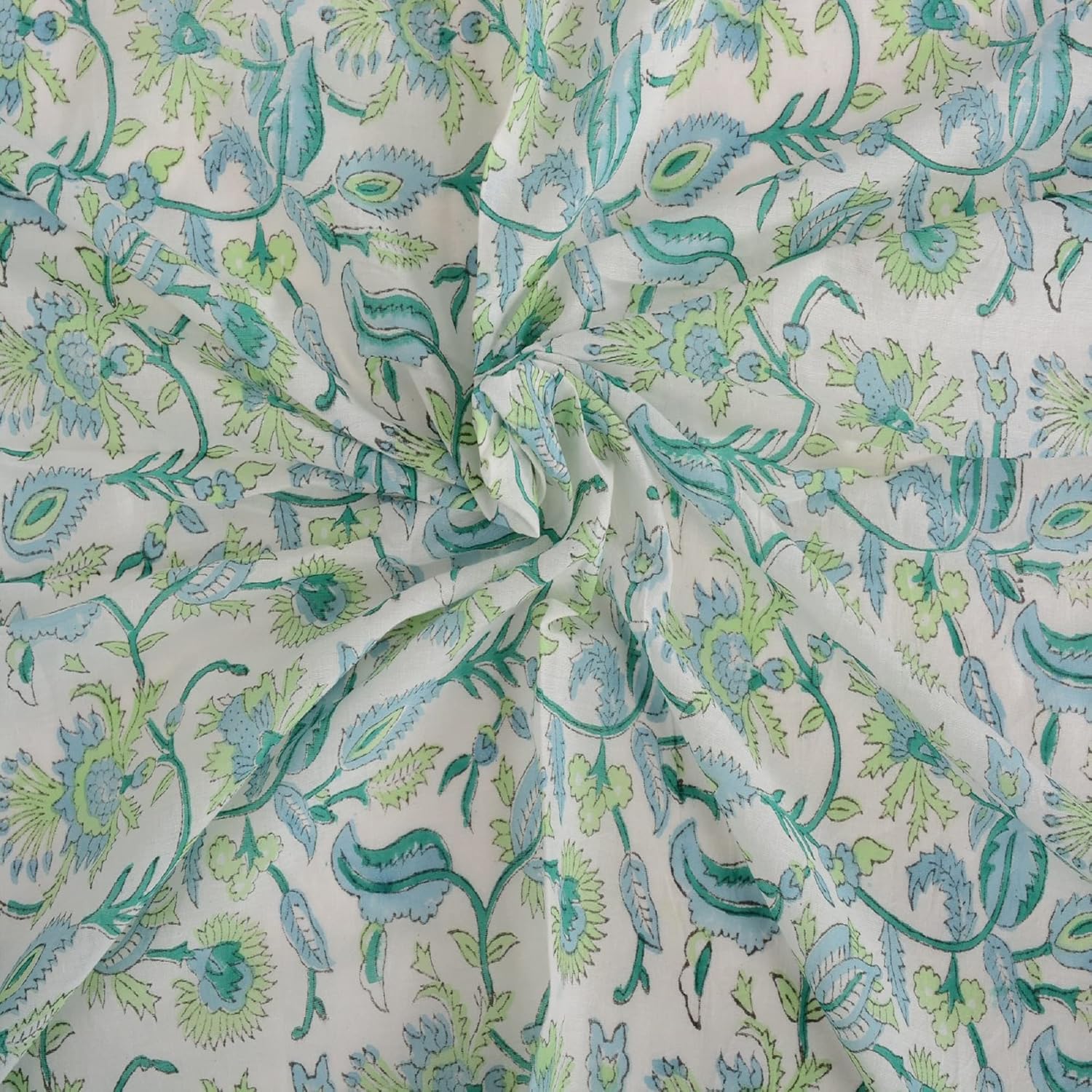 Trade Star 100% Cotton 3 Yard Fabric Hand Block Print Natural Fabric for Dressmaking Floral Print Fabric by The Yard Beautiful Fabric for Baby Dresses Fall Decor Fabric (Pattern 3)