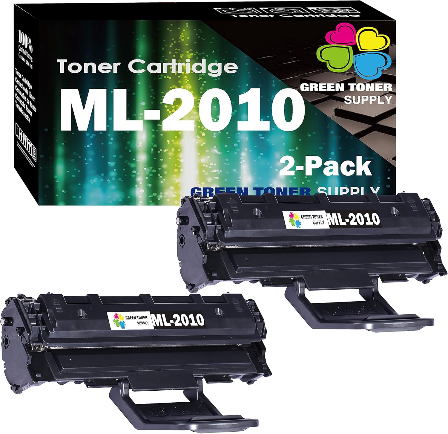 (Pack of 2) Compatible Replacement for Samsung ML2010 ML 2010 ML-2010 ML-2010D3 Toner Cartridge ML1610 (2-Black, High Yield) for [High Yield] ML-2010D3 ML-2010P ML-2015 ML-2510 Printer, Sold by GTS