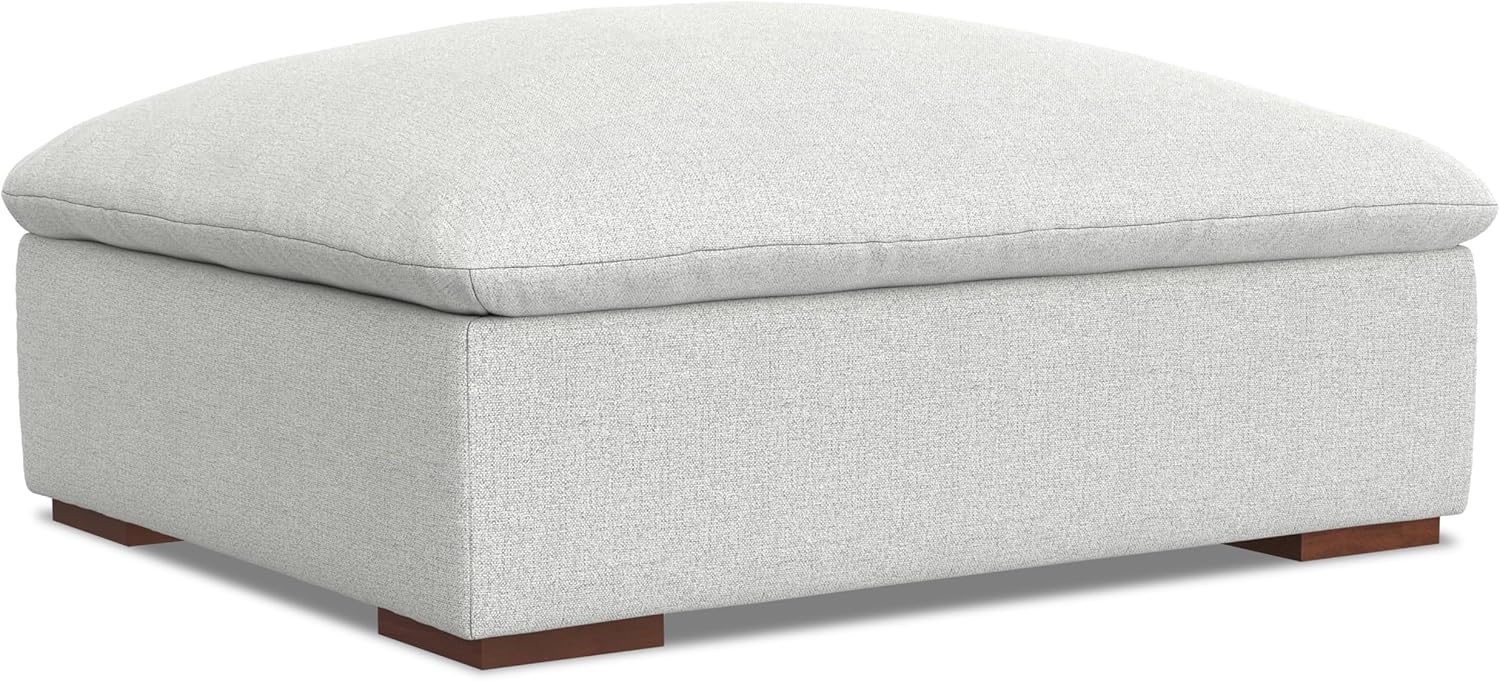 SIMPLIHOME Jasmine Ottoman in Velvety Chenille Polyester-Blend Performance Fabric, Cloud Grey, 36-inches Wide, Contemporary-Style Table Ottoman or Footrest for Living Room